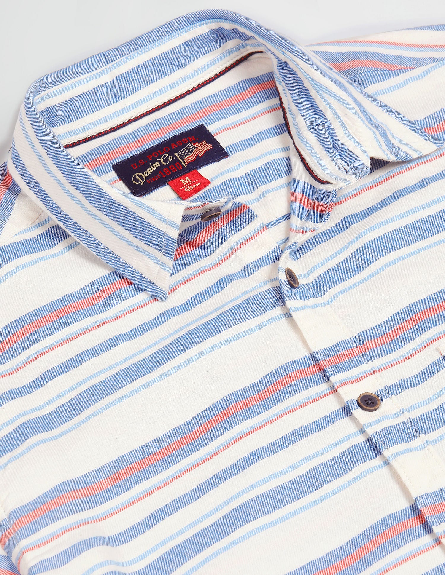 Patch Pocket Stripe Casual Shirt Ivory - U.S. POLO ASSN. | Large