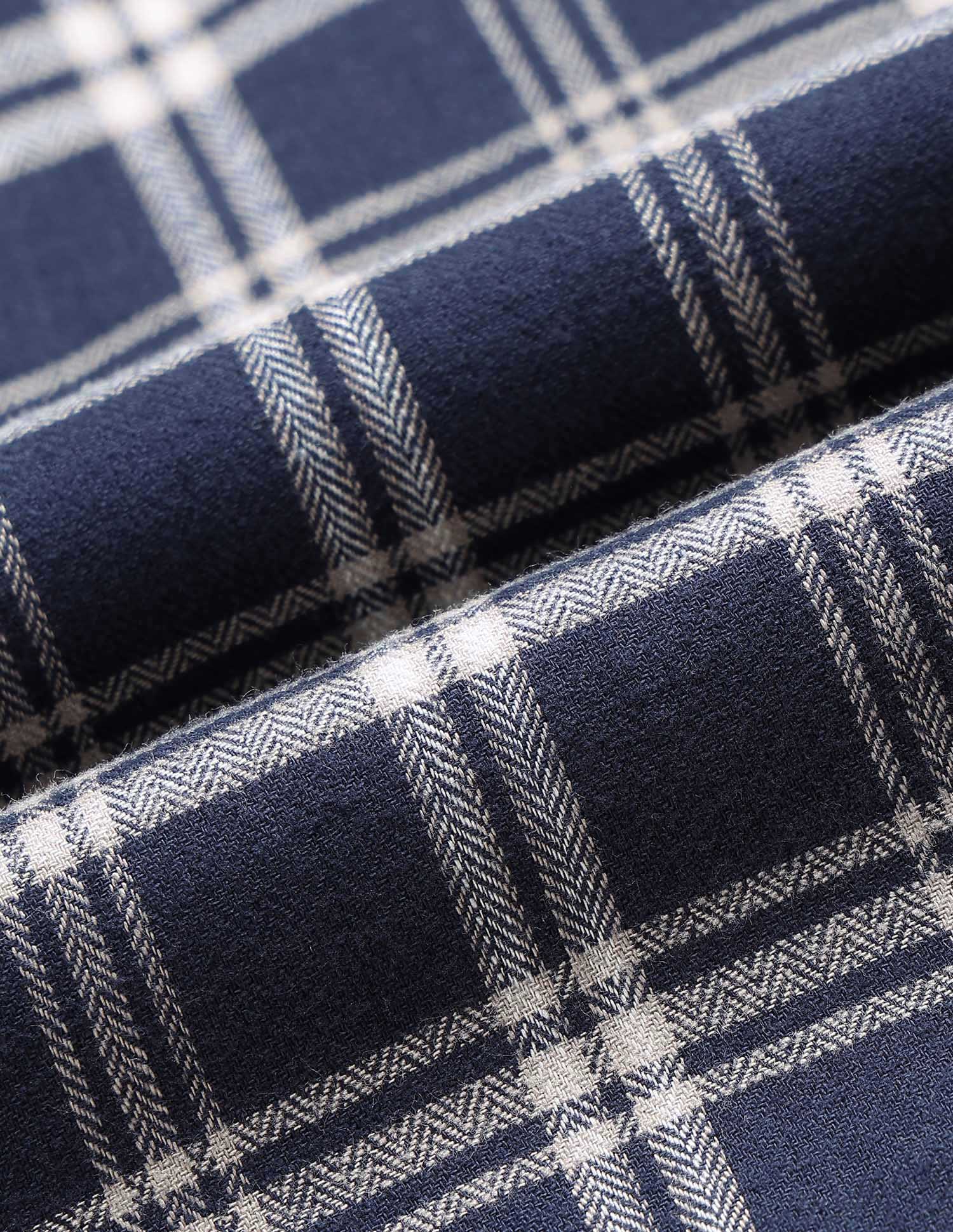 Tartan Checked Herringbone Shirt Navy - U.S. POLO ASSN. | Large