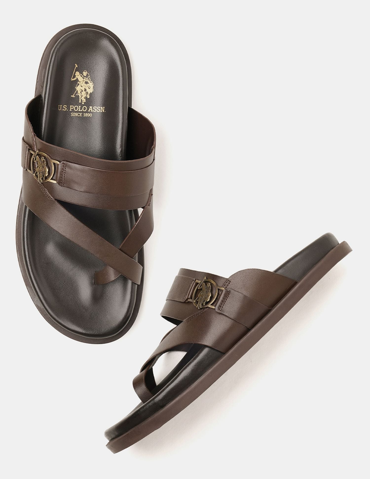 Men Buckle Strap Koke Sandals Brown - U.S. POLO ASSN. | Large