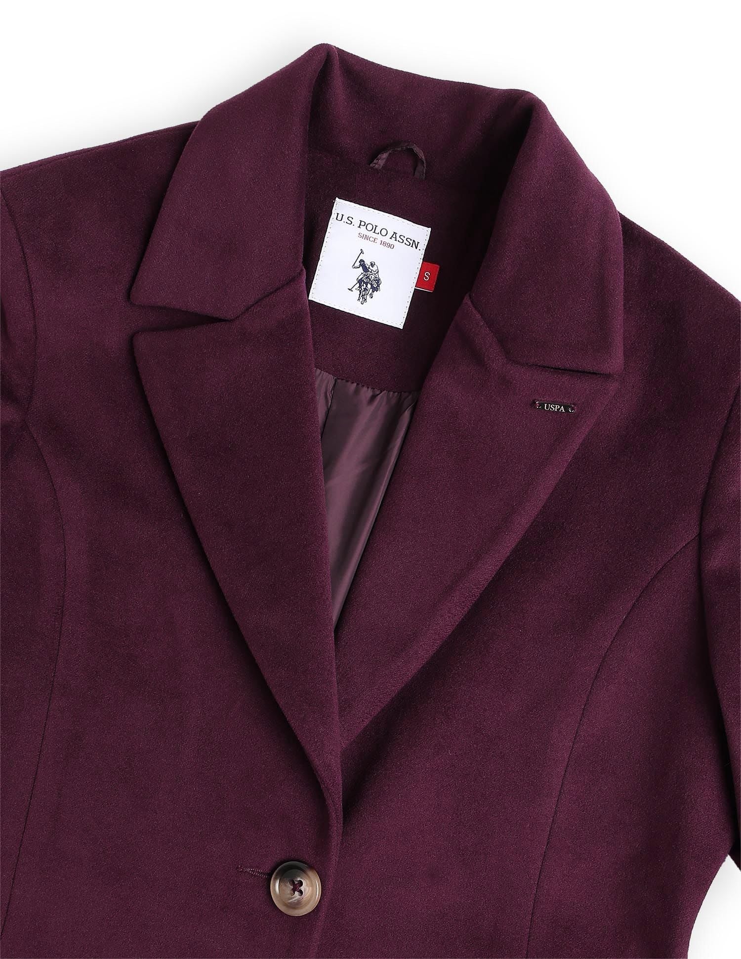 Soild Regular Fit Single Breasted Coat Purple - U.S. POLO ASSN. | Large