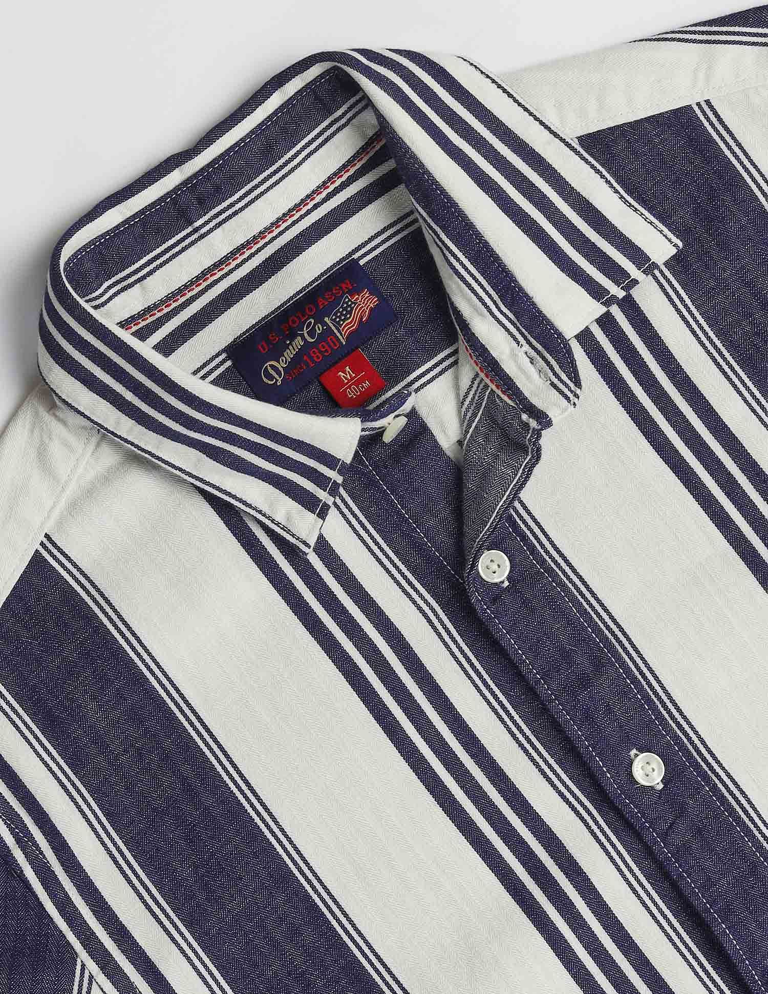 Vertical Stripe Slim Fit Shirt Indigo - U.S. POLO ASSN. | Large