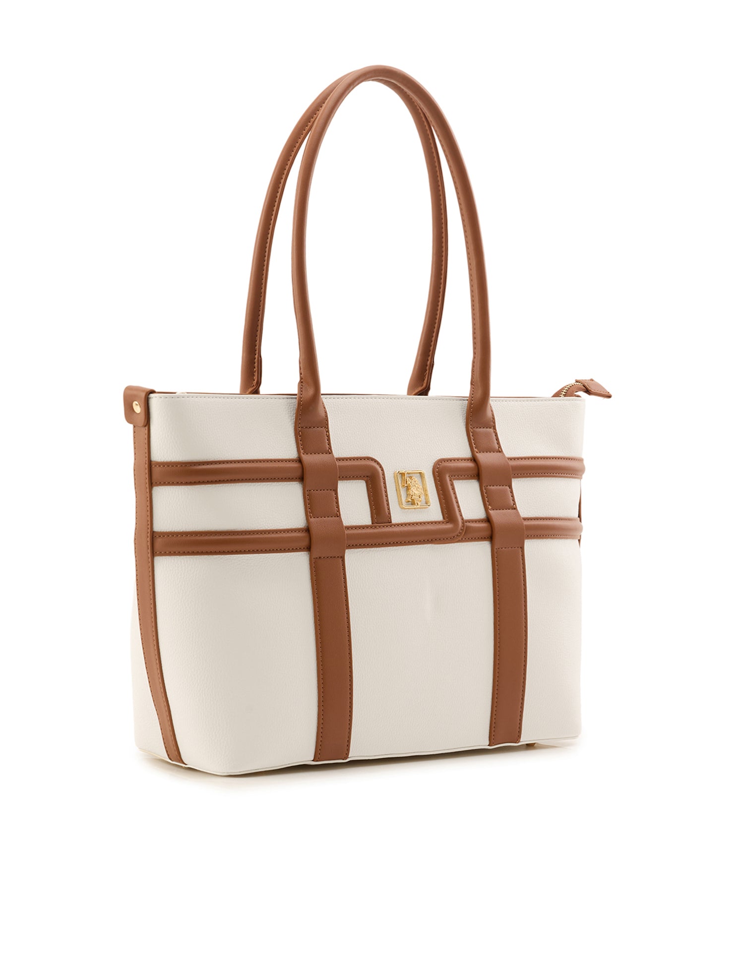 Creme Color Blocked Tote Bag Off White - U.S. Polo Assn. India | Large