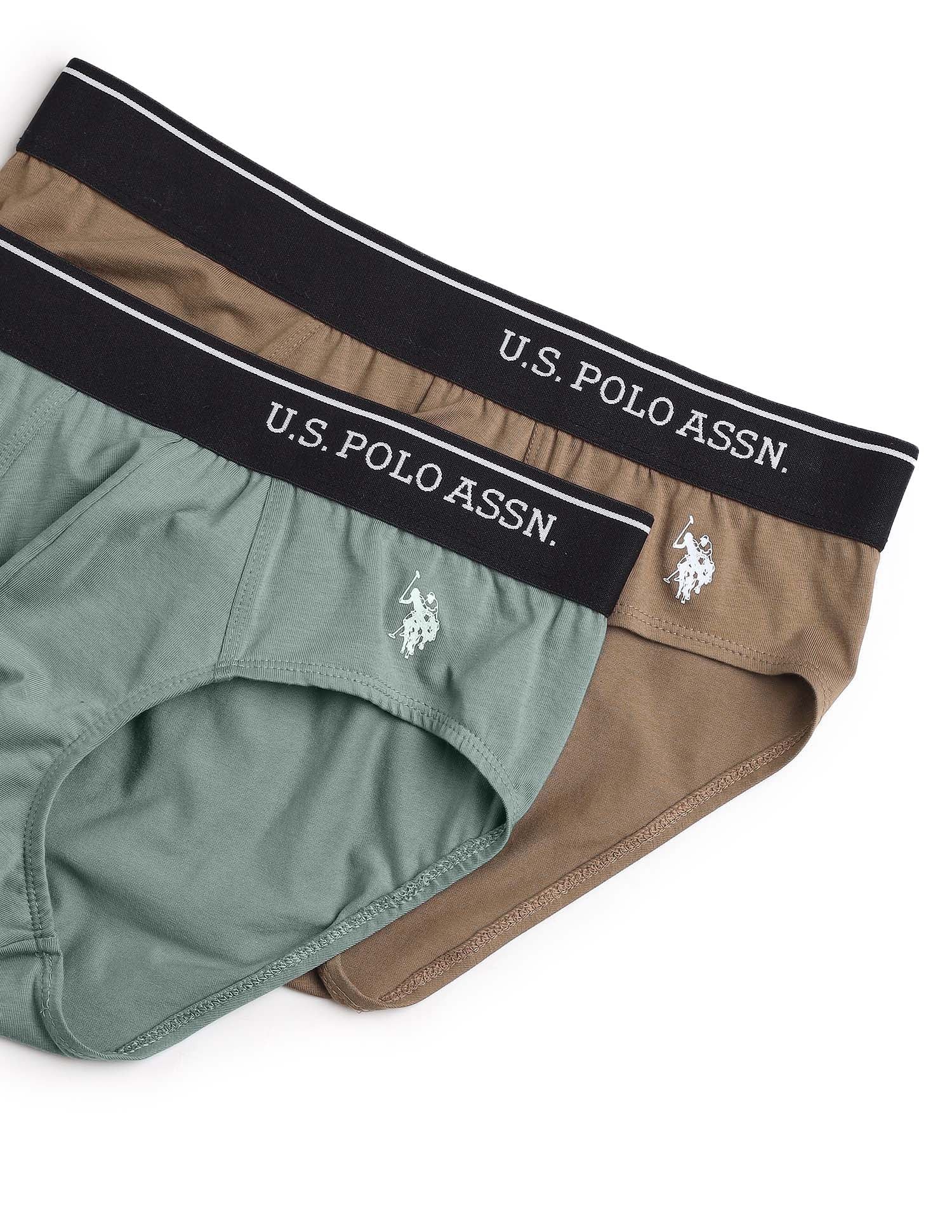 Cotton Stretch Breathable OEB18 Briefs - Pack Of 2 Uspa Black and Chinon Green - U.S. POLO ASSN. | Large