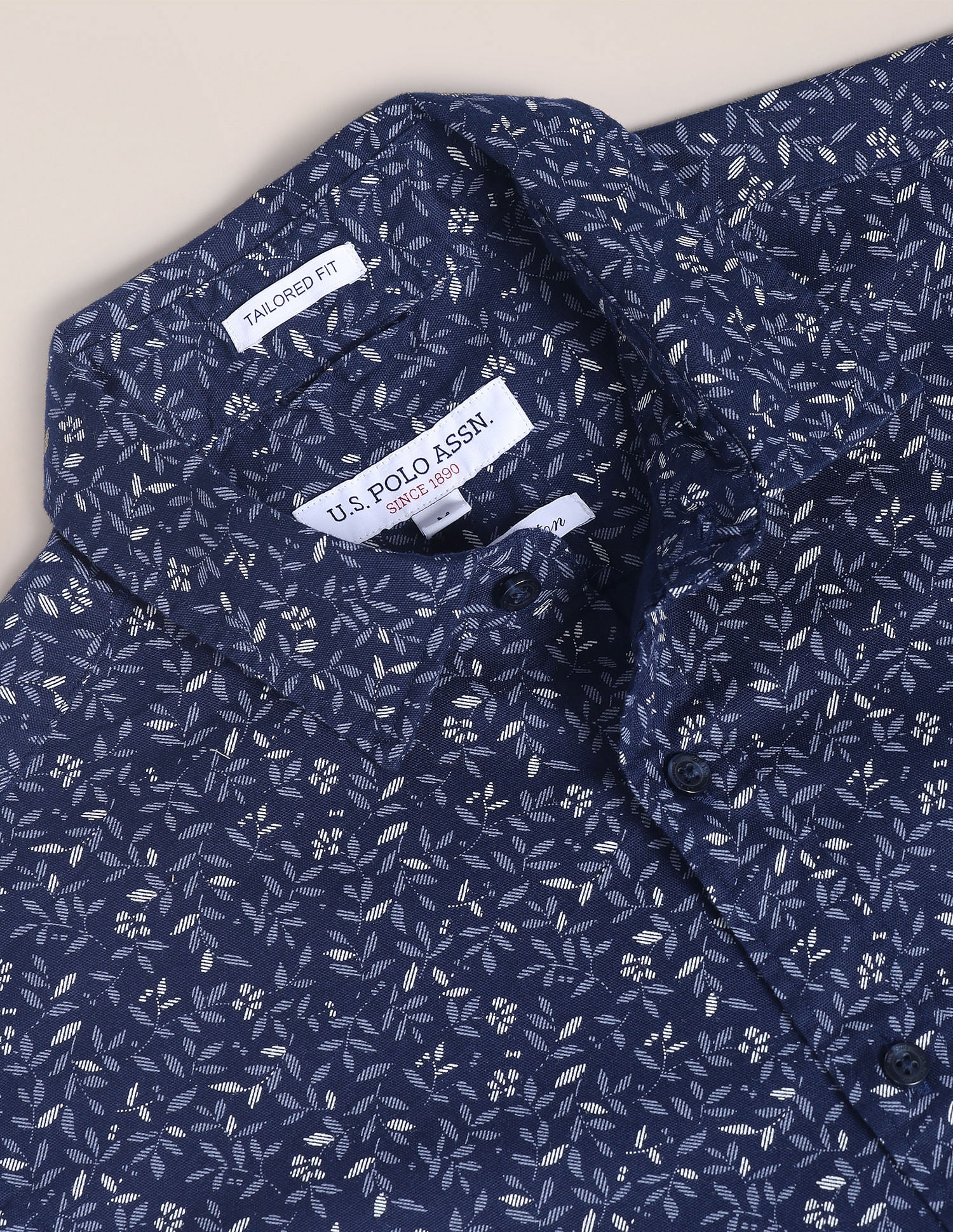 Tropical Print Dobby Shirt Navy - U.S. Polo Assn. India | Large