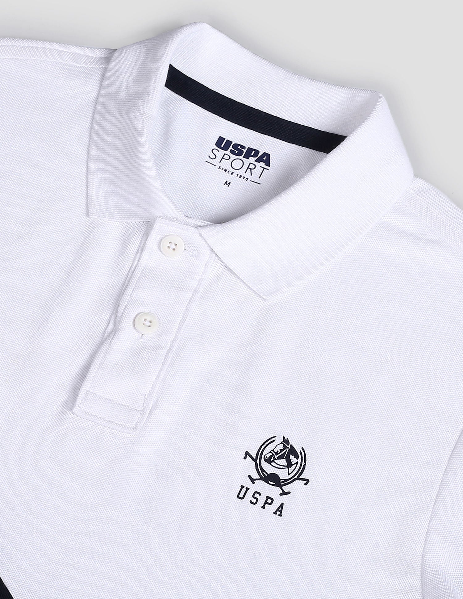 Diagonal Colour Block Active Polo Shirt White - U.S. Polo Assn. India | Large