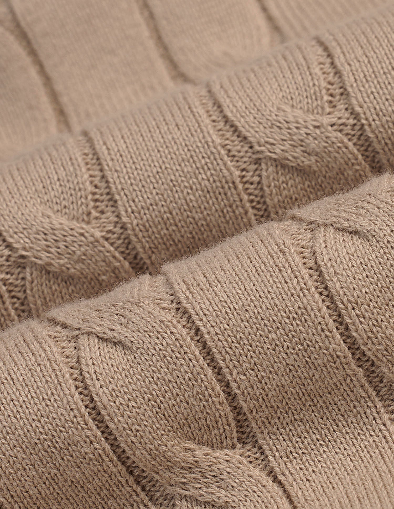 High Neck Cable Knit Sweater Beige - U.S. Polo Assn. India | Large
