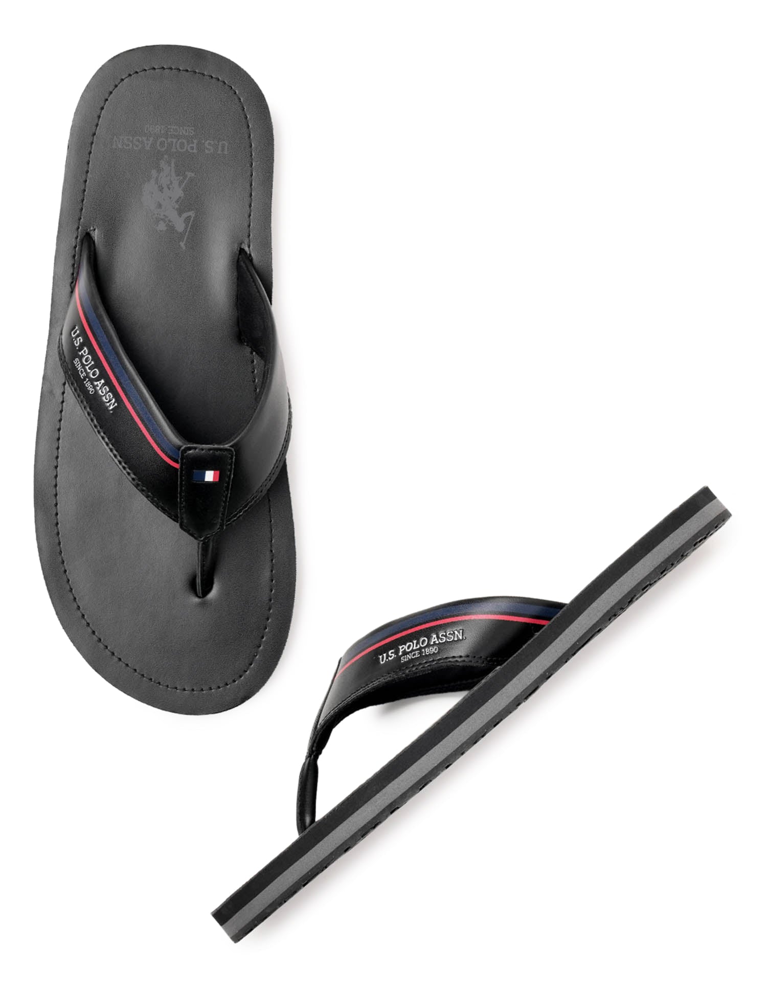 Nesta 3.0 Striped Flip Flops Black - U.S. Polo Assn. India | Large