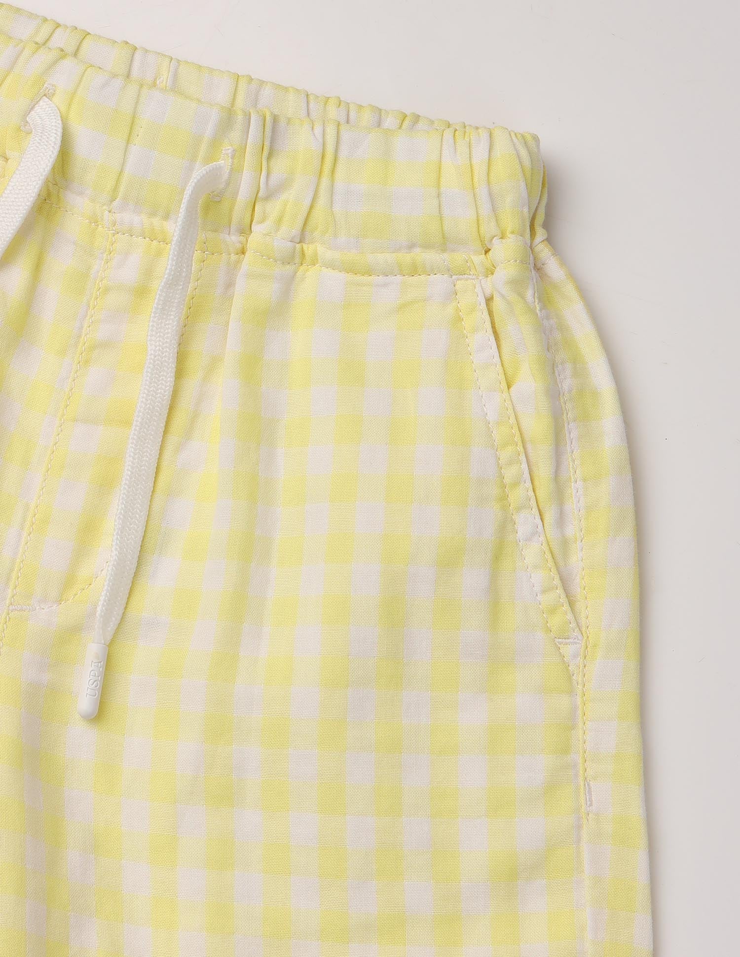 Tartan Check Relaxed Fit Shorts Yellow - U.S. Polo Assn. India | Large