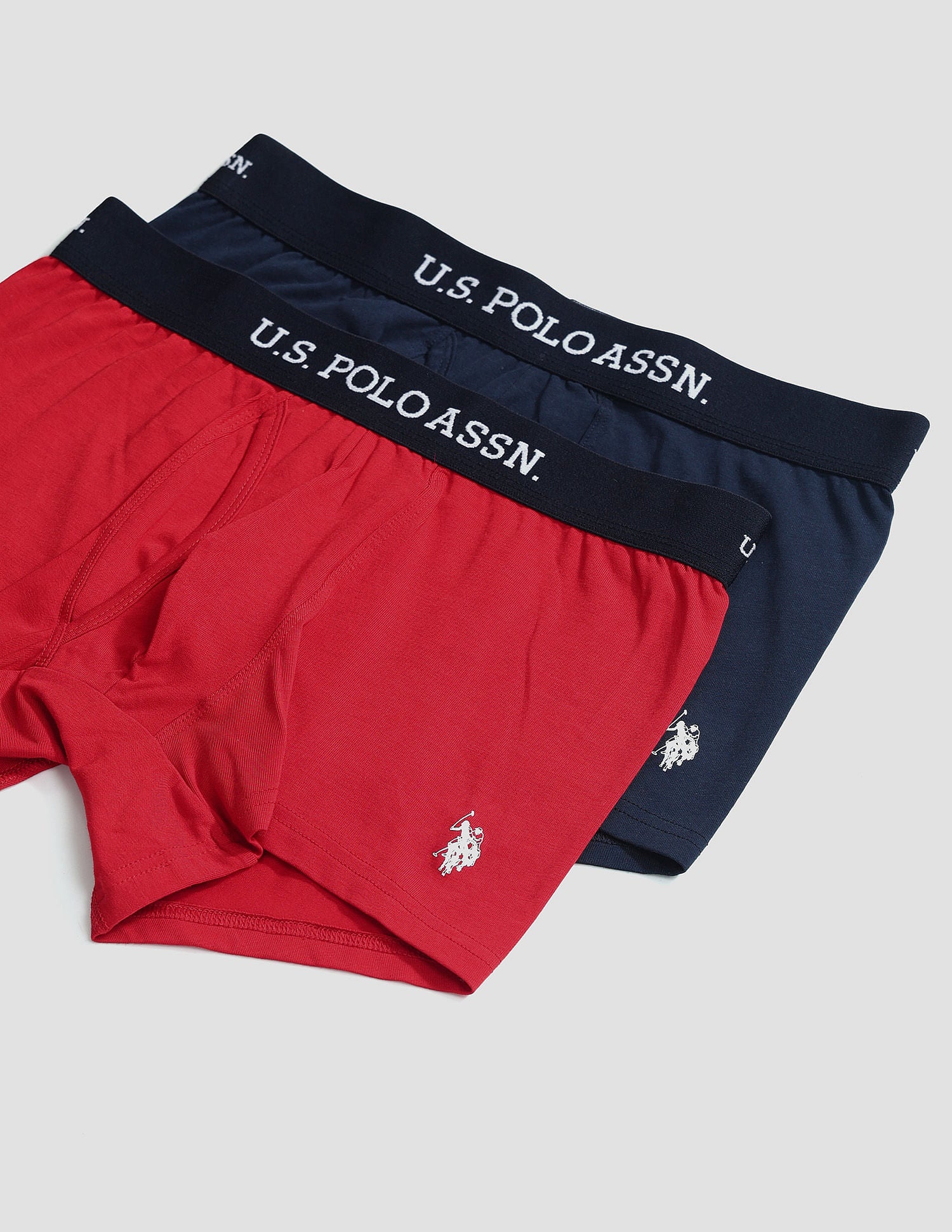 Elastic Waistband Ribbed Solid OET011 Trunks - Pack Of 2 Red and Navy - U.S. POLO ASSN. | Large