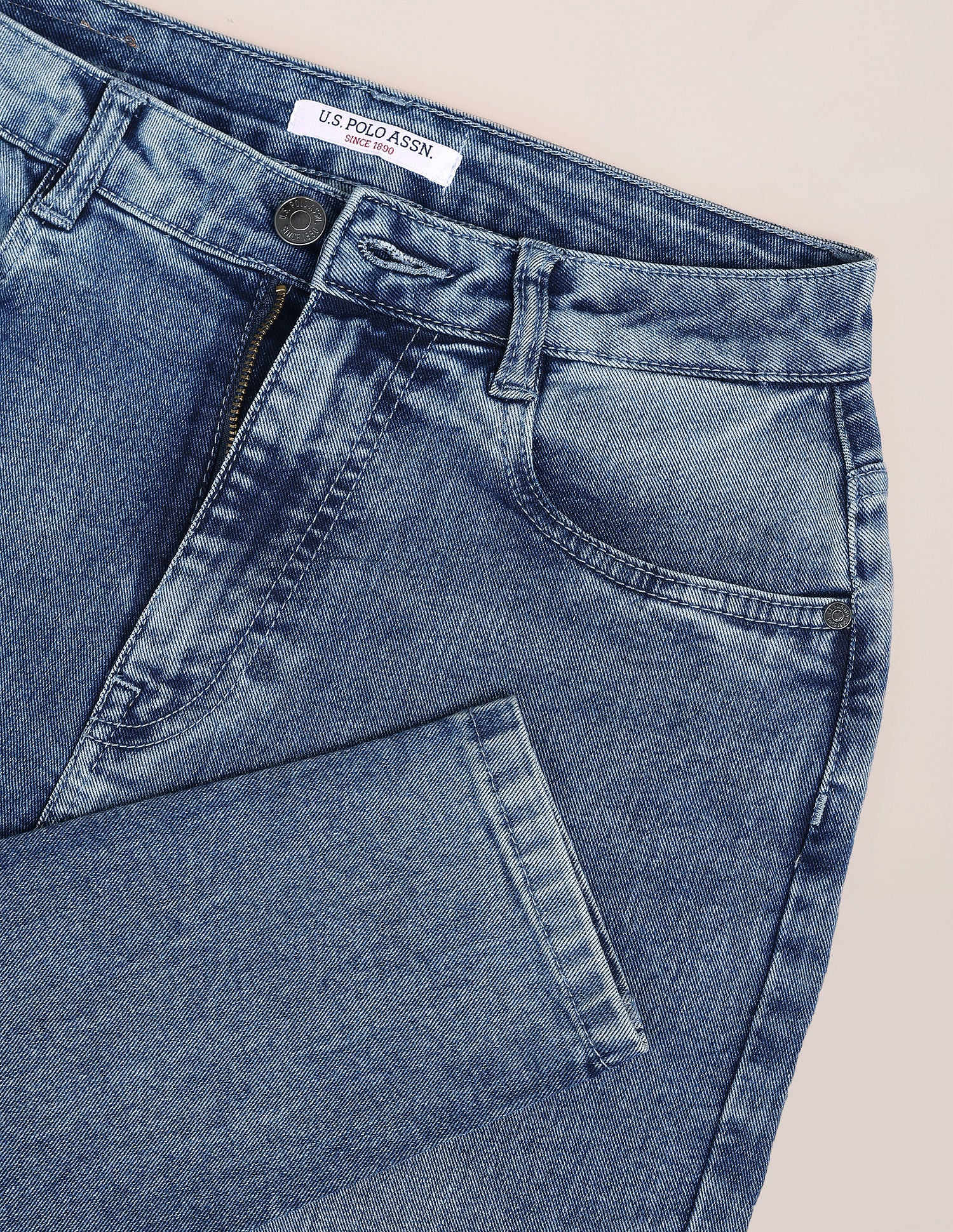 Acid Wash Slim Mom Fit Jeans Blue - U.S. Polo Assn. India | Large