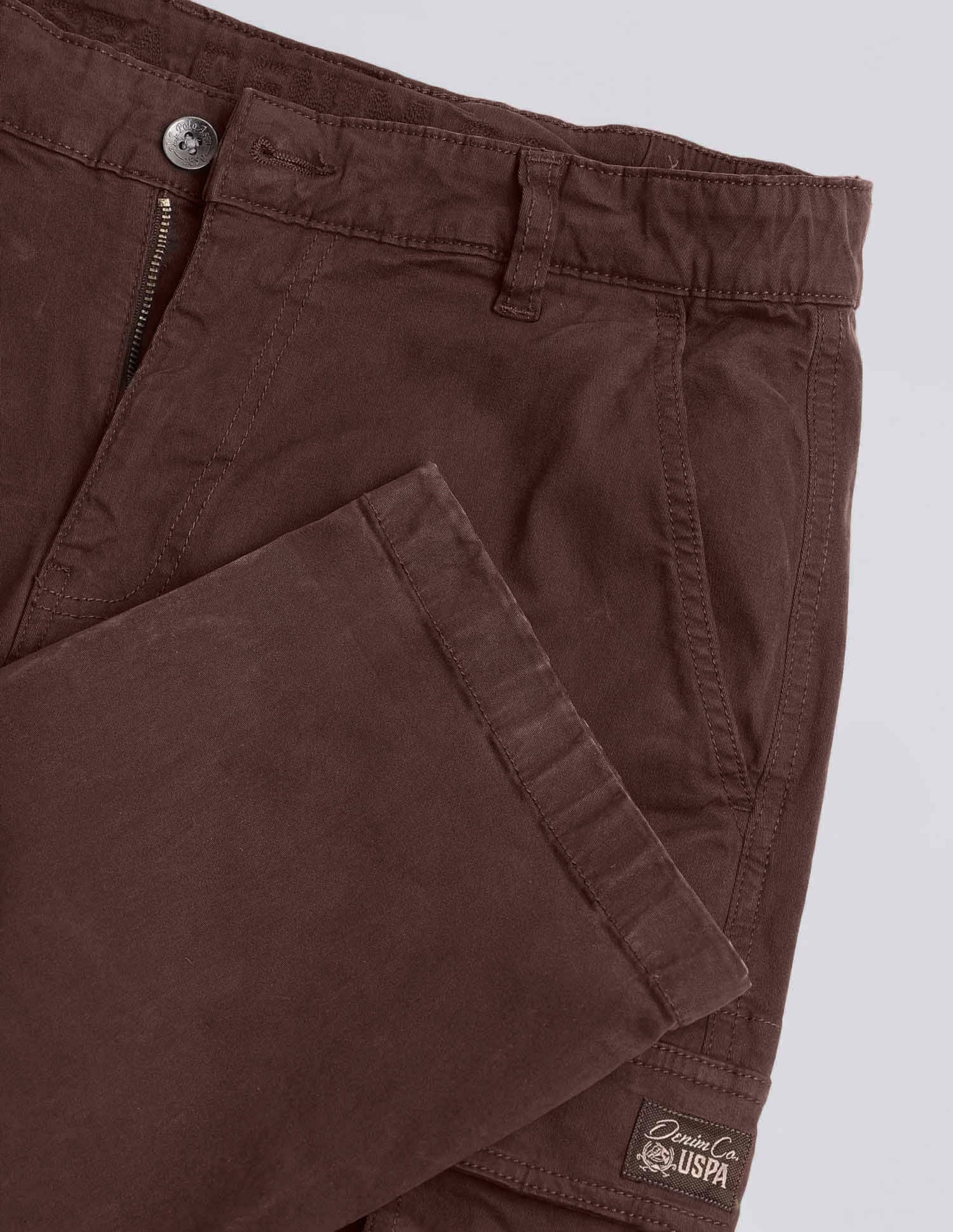 Straight Fit Solid Cargos Choco Brown - U.S. Polo Assn. India | Large