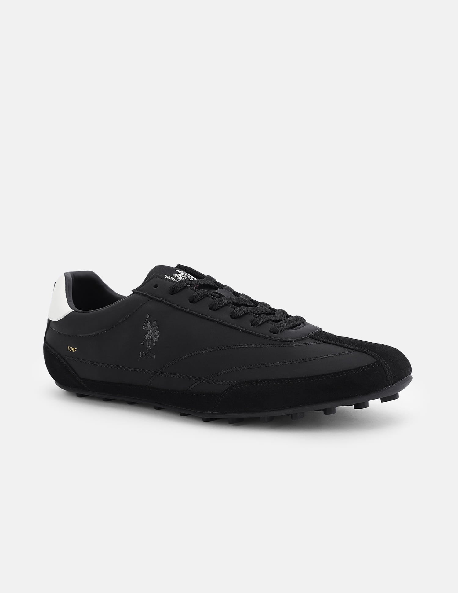 Round Toe Suede Turf Sneakers Black - U.S. Polo Assn. India | Large