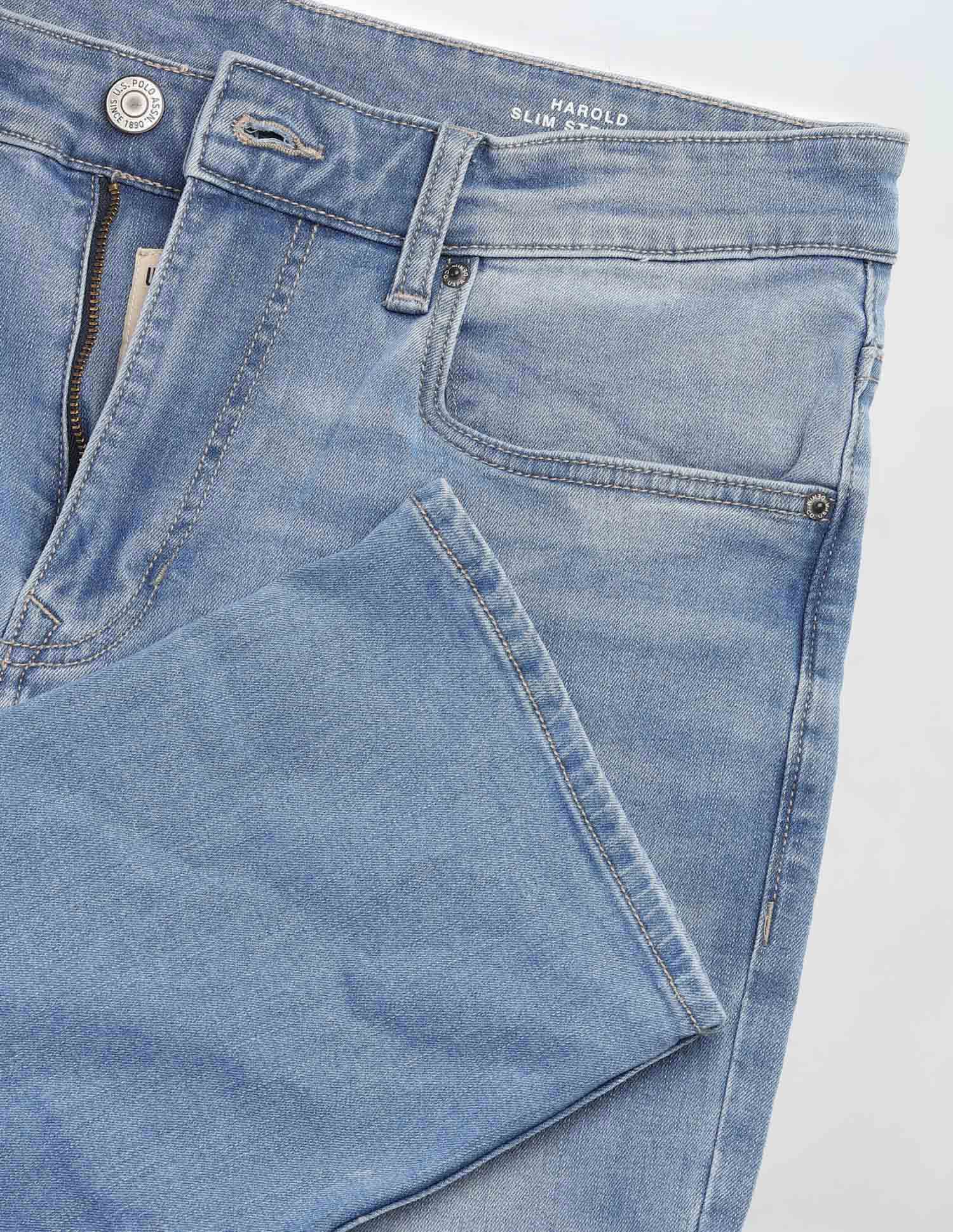 Harold Slim Straight Fit Blue Jeans Light Indigo - U.S. POLO ASSN. | Large