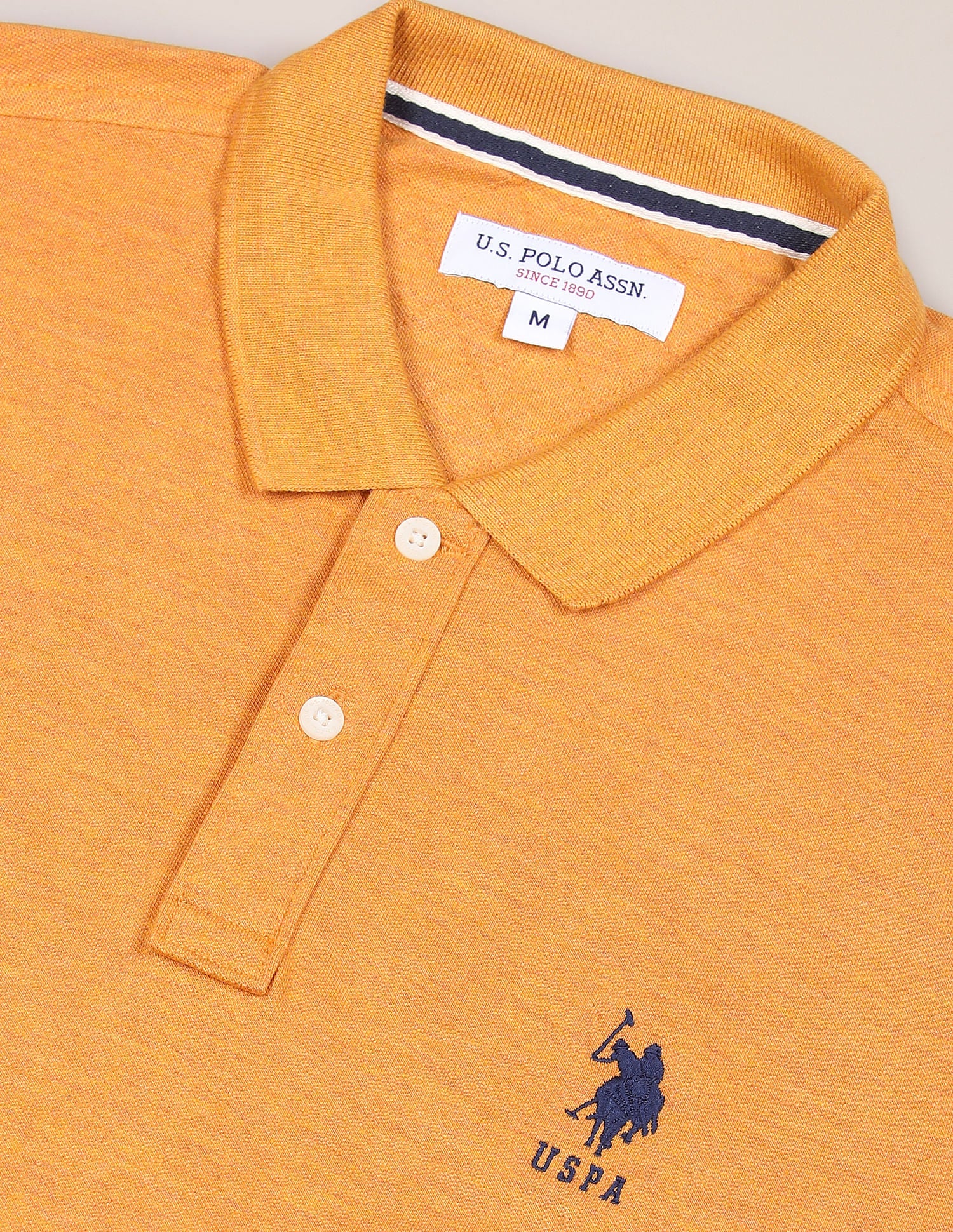 Pure Cotton Solid Polo Shirt Mustard - U.S. Polo Assn. India | Large