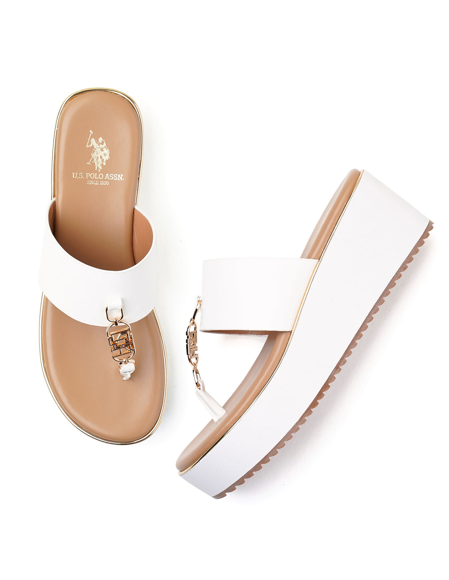Toe Separator Alessia Wedge Sandals White - U.S. Polo Assn. India | Large