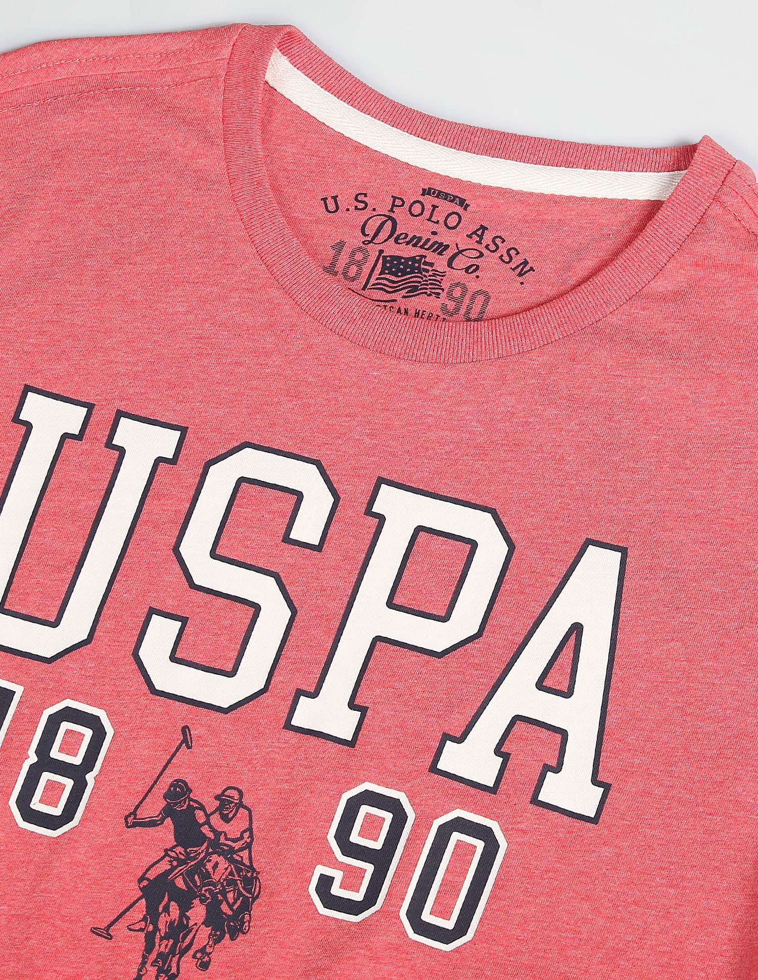 Heathered Varsity T-Shirt Coral - U.S. Polo Assn. India | Large