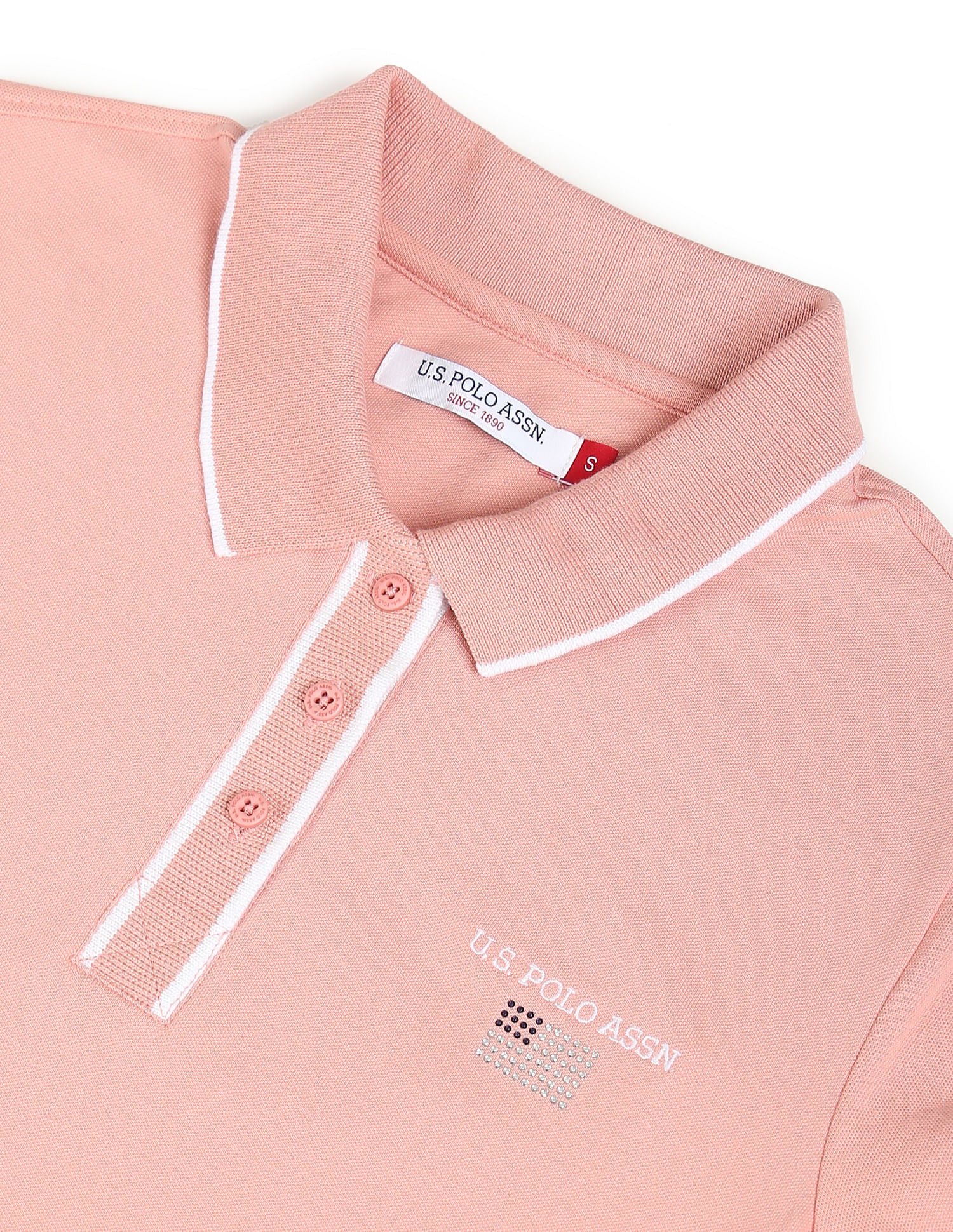Tipped Sleeve Hem Pique Polo Shirt Peach - U.S. Polo Assn. India | Large