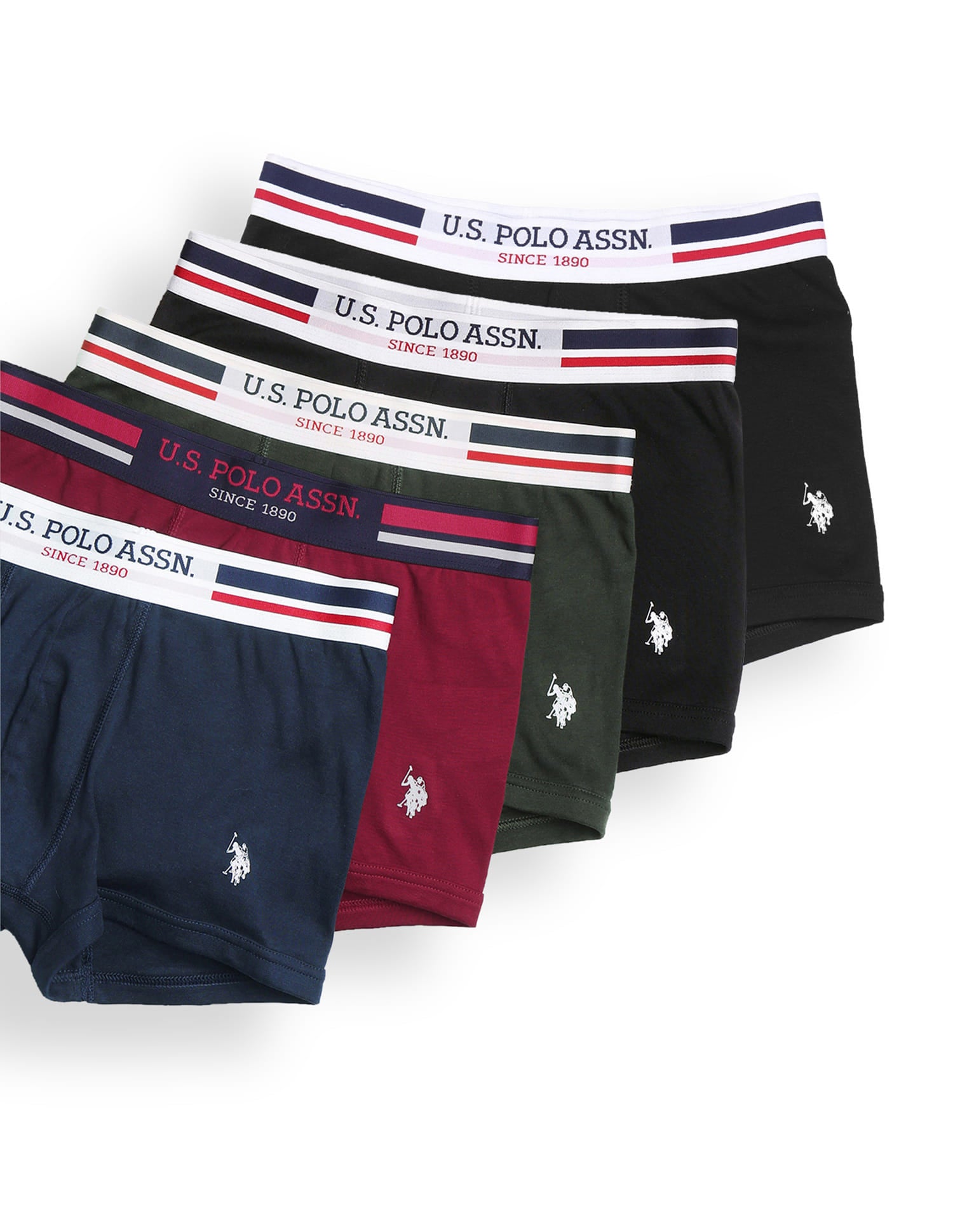 Solid Logo Waistband I641-P5 Trunks - Pack Of 5 Multi-colour - U.S. Polo Assn. India | Large