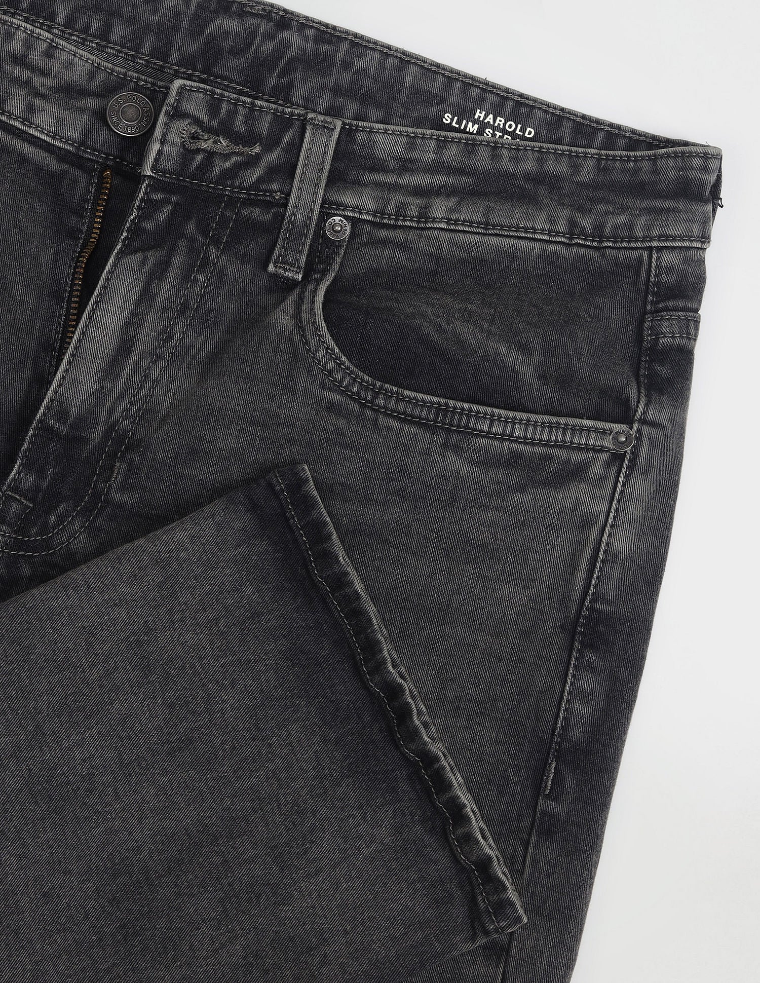 Harold Slim Straight Black Jeans Black - U.S. Polo Assn. India | Large