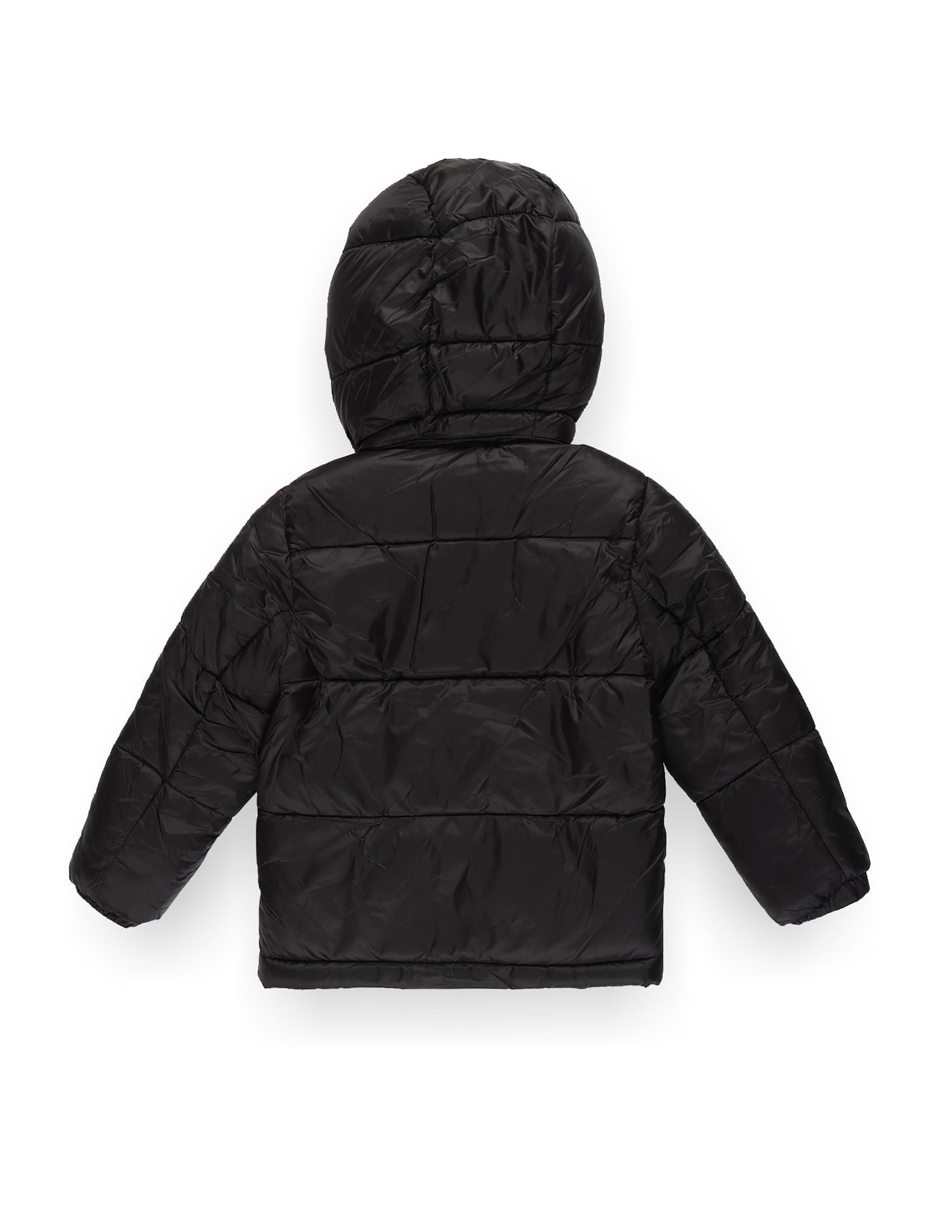 Boys Sunglasses Hood Puffer Jacket Black - U.S. POLO ASSN. | Large
