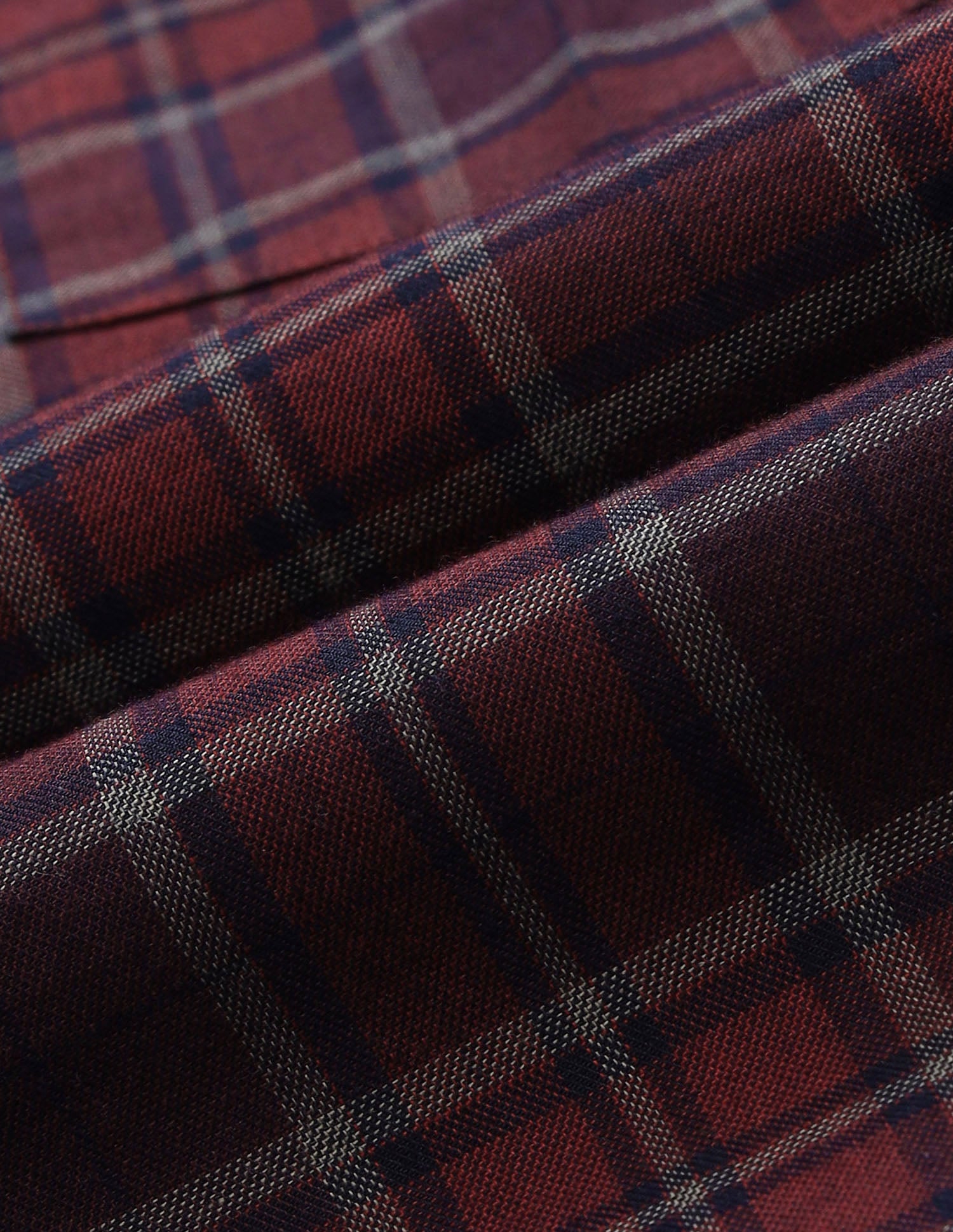 Plaid Checked Twill Shirt Maroon - U.S. Polo Assn. India | Large