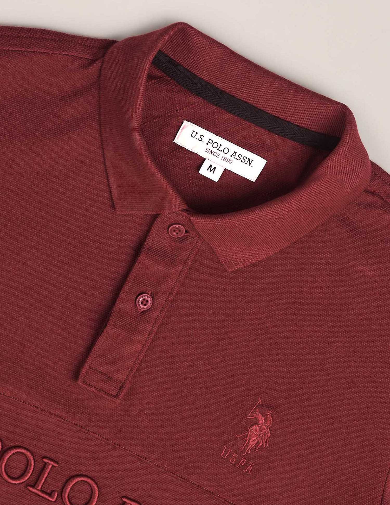 Brand Embroidered Slim Polo Shirt Maroon - U.S. Polo Assn. India | Large