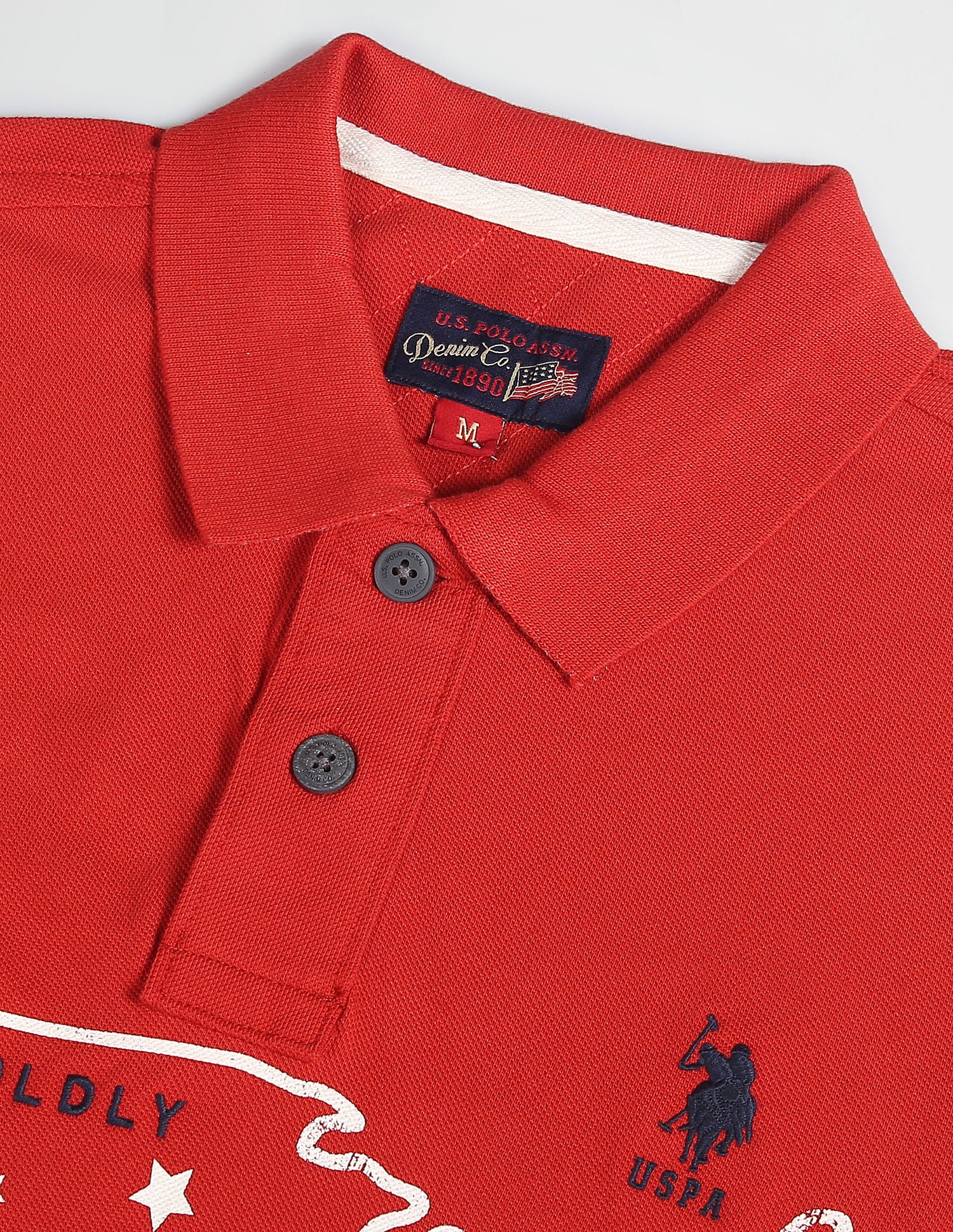 Iconic Graphic Print Polo Shirt Red - U.S. Polo Assn. India | Large