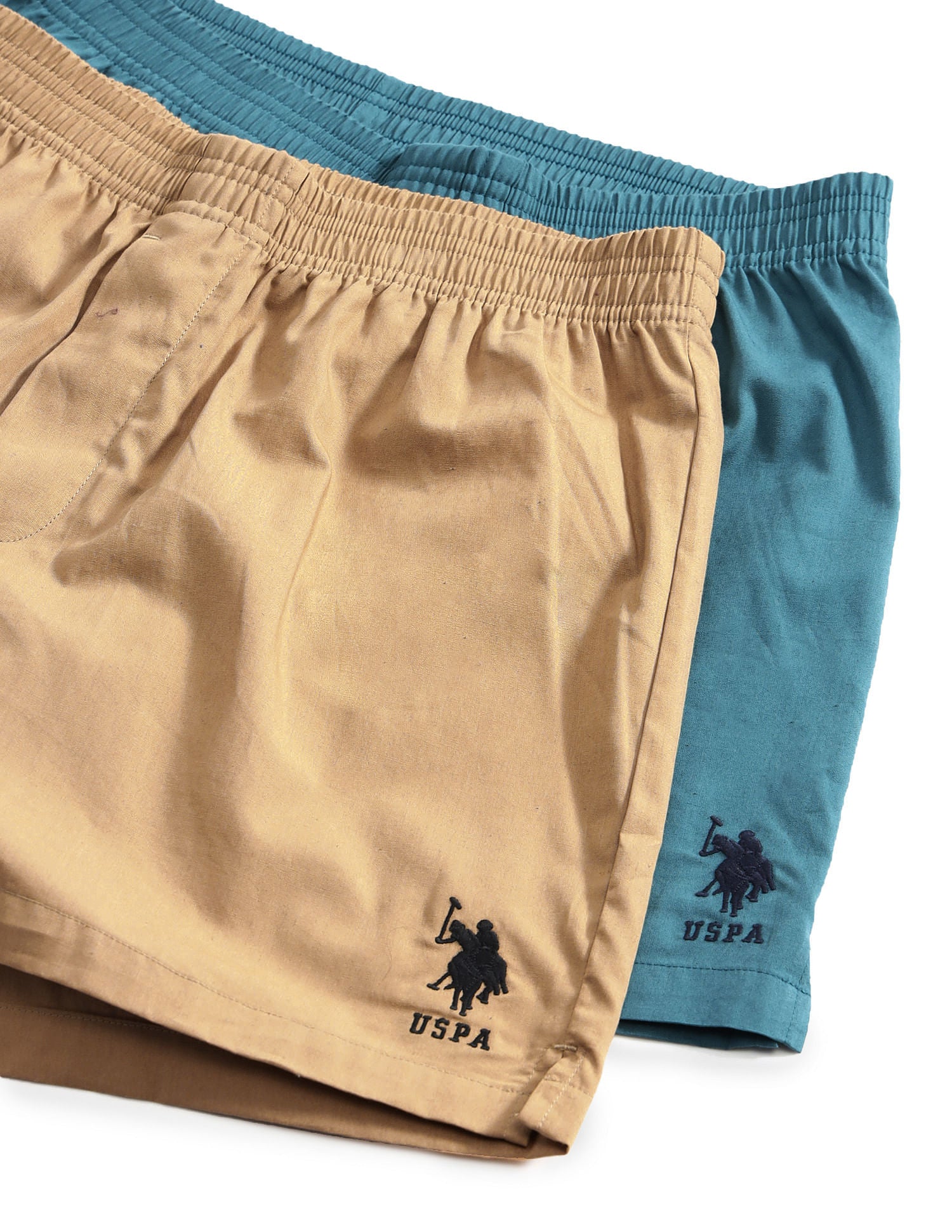 Comfort Regular Fit Solid OEX08 Boxers - Pack of 2 Colonial Blue and Iced Coffee - U.S. POLO ASSN. | Large