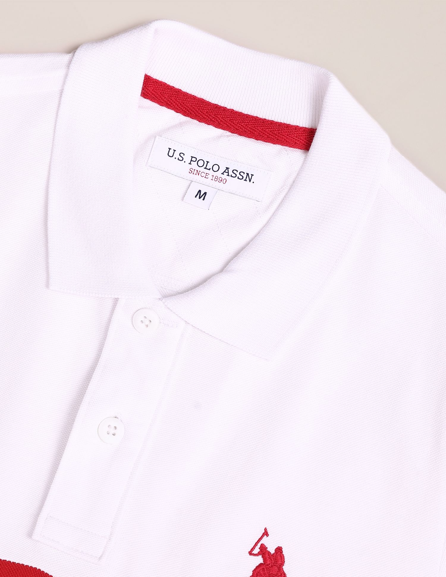 Colour Block Cotton Polo Shirt White - U.S. POLO ASSN. | Large