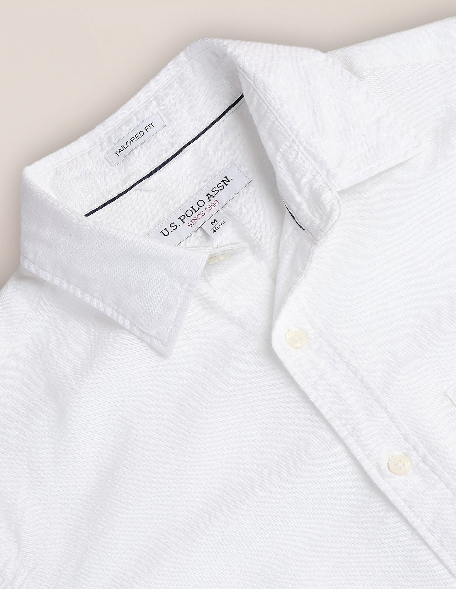 Tailored Fit Solid Shirt White - U.S. Polo Assn. India | Large