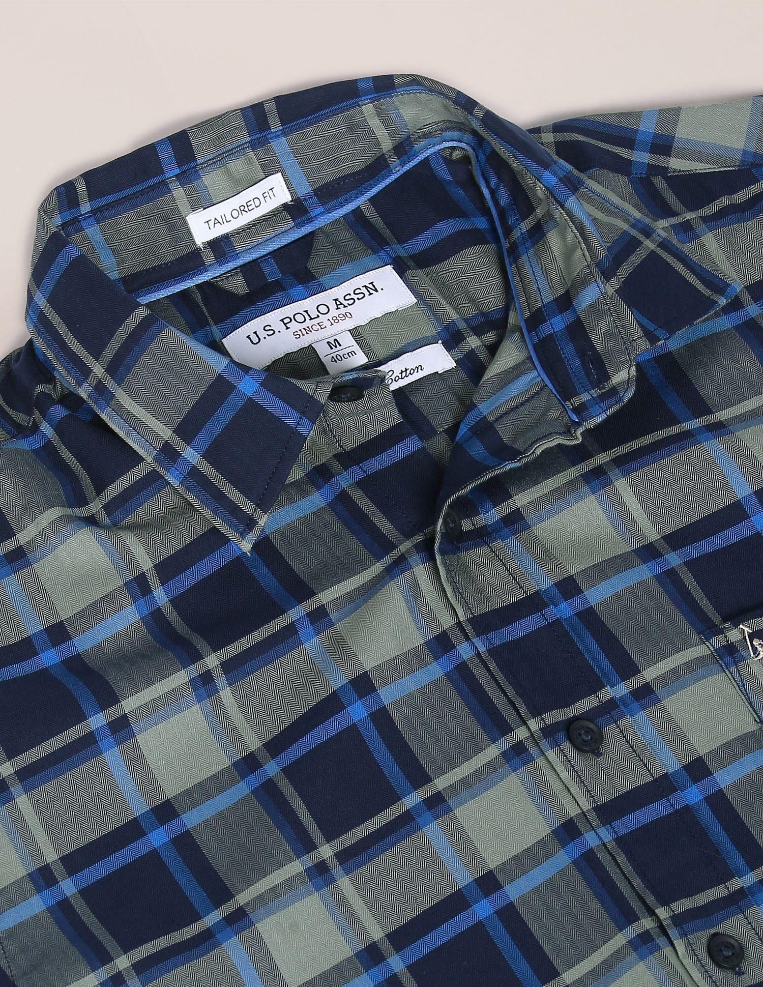 Spread Collar Tartan Check Casual Shirt Navy - U.S. Polo Assn. India | Large