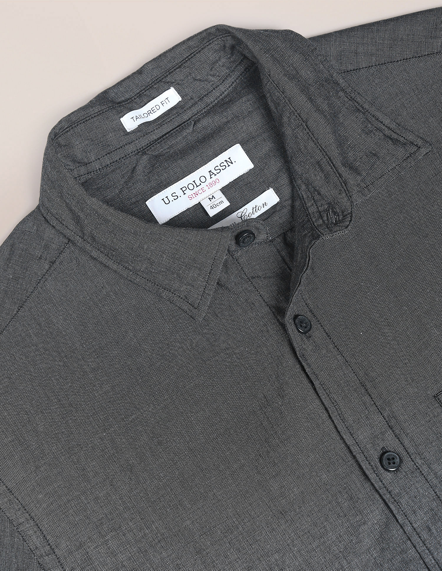 Premium Cotton Patterned Shirt Black - U.S. POLO ASSN. | Large