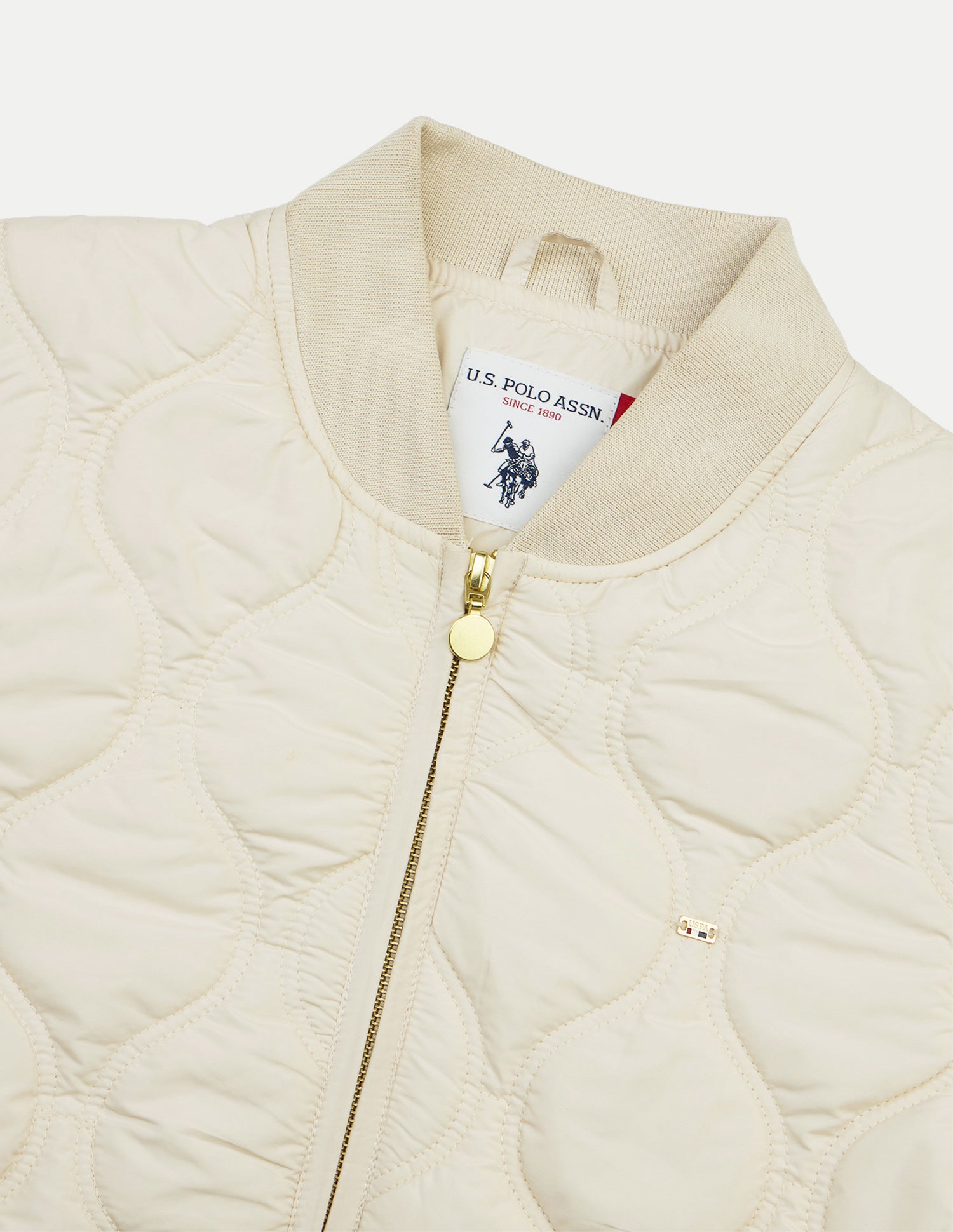 Relaxed Fit Quilted Puffer Jacket Off White - U.S. Polo Assn. India | Large