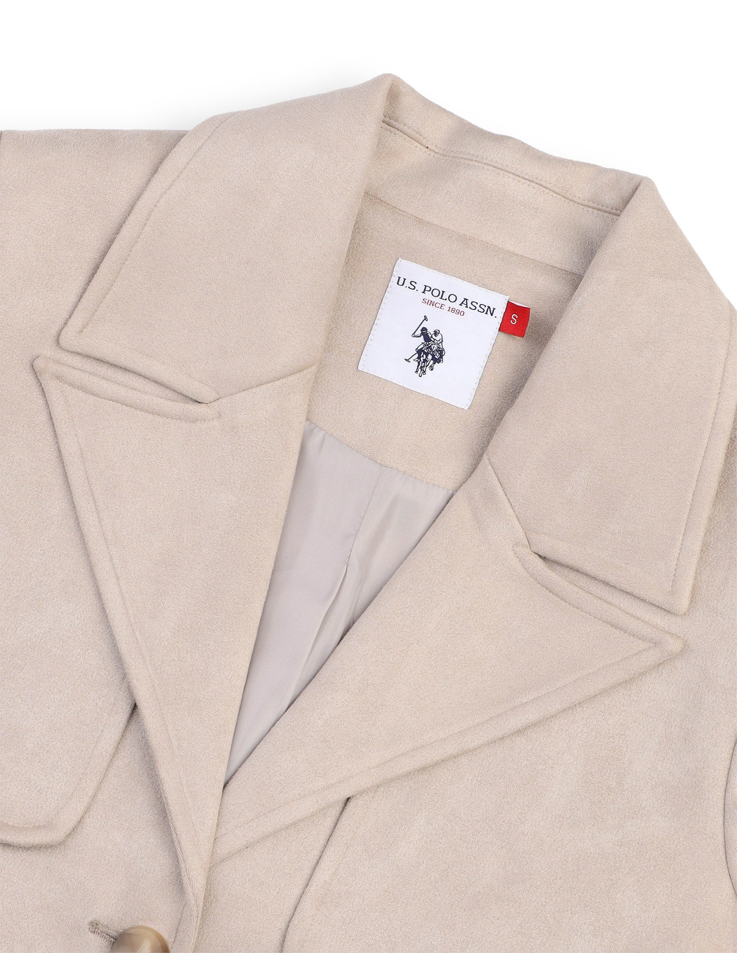 Solid Suede Longline Jacket Beige - U.S. Polo Assn. India | Large