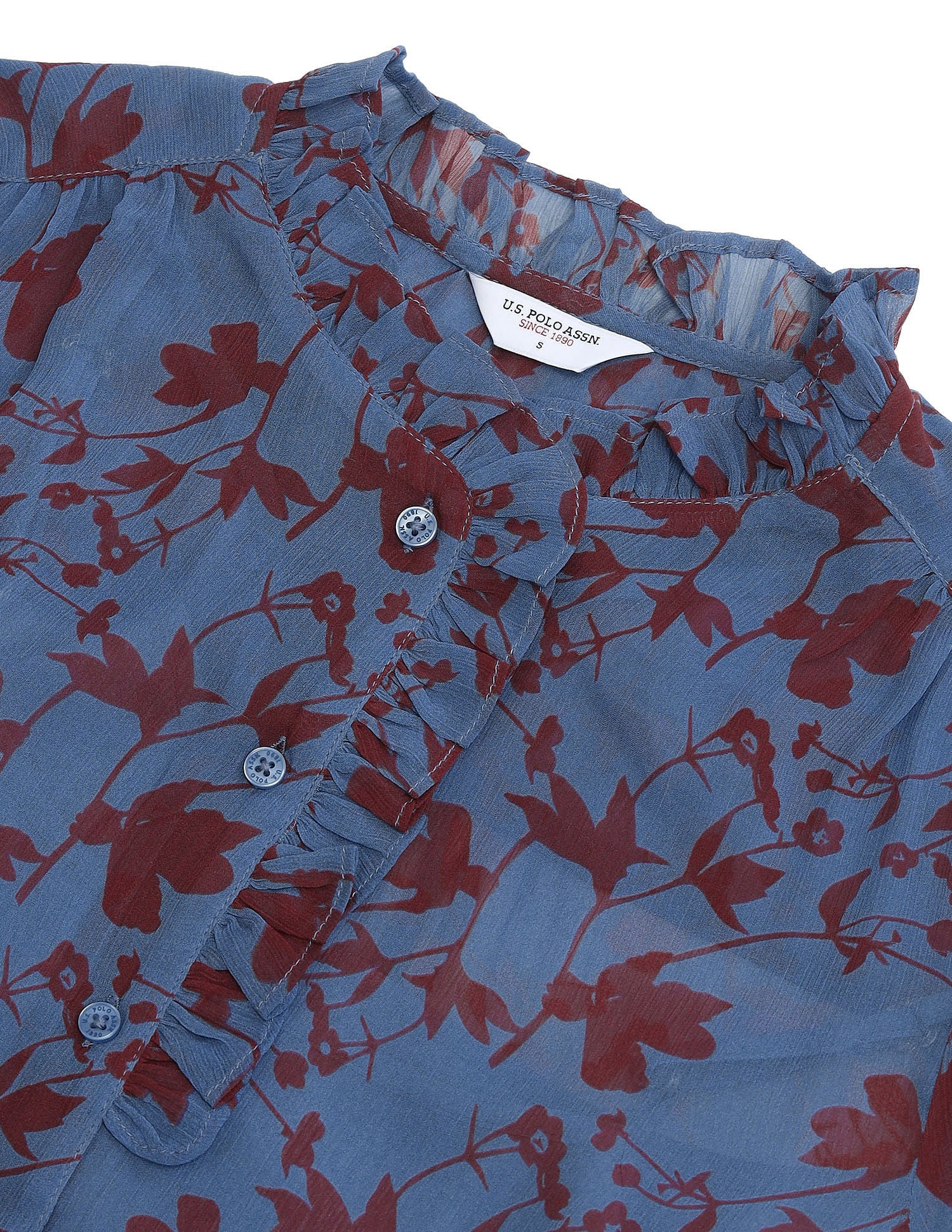 Ruffled Button Down Top Multicolor - U.S. POLO ASSN. | Large