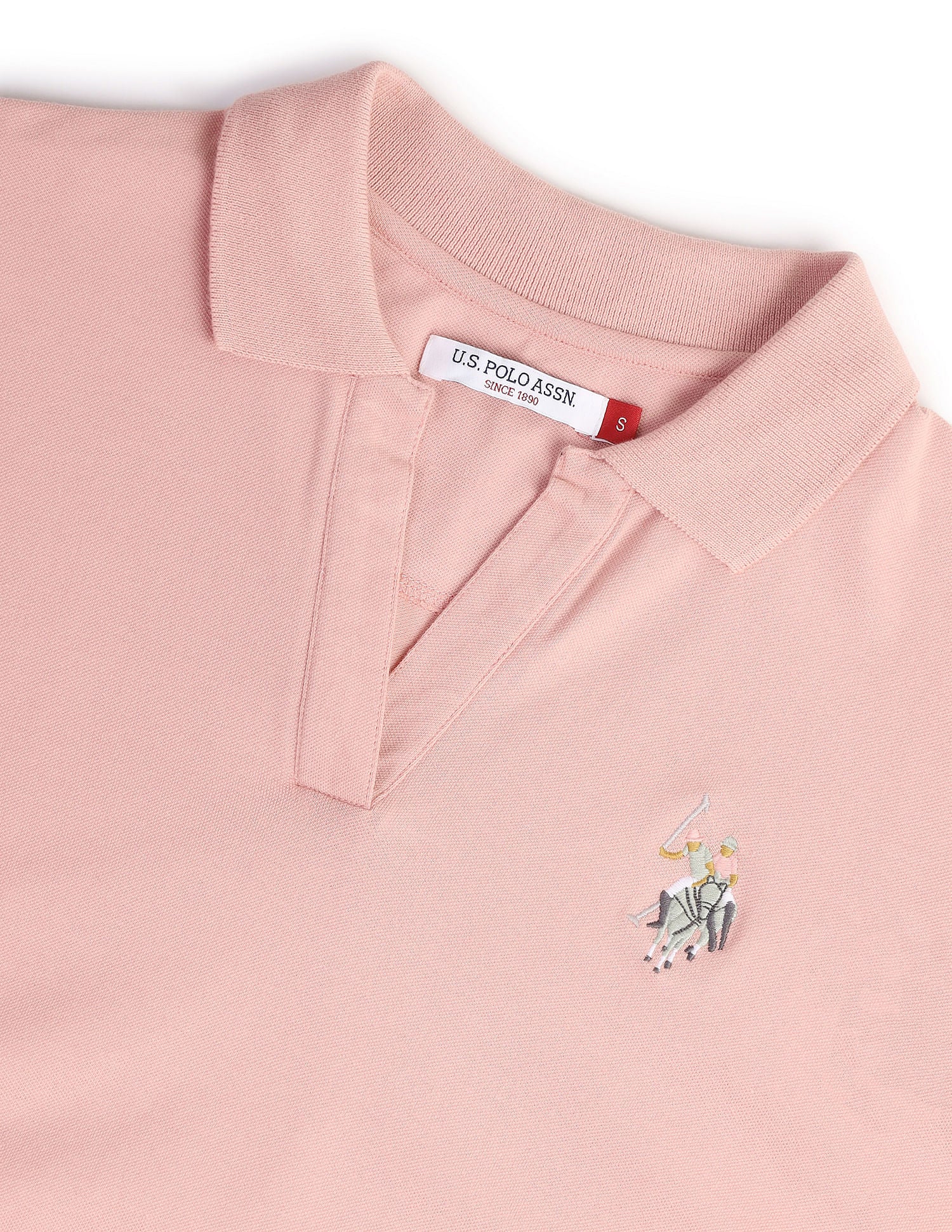 Cotton Stretch Boxy Polo Shirt Peach - U.S. POLO ASSN. | Large