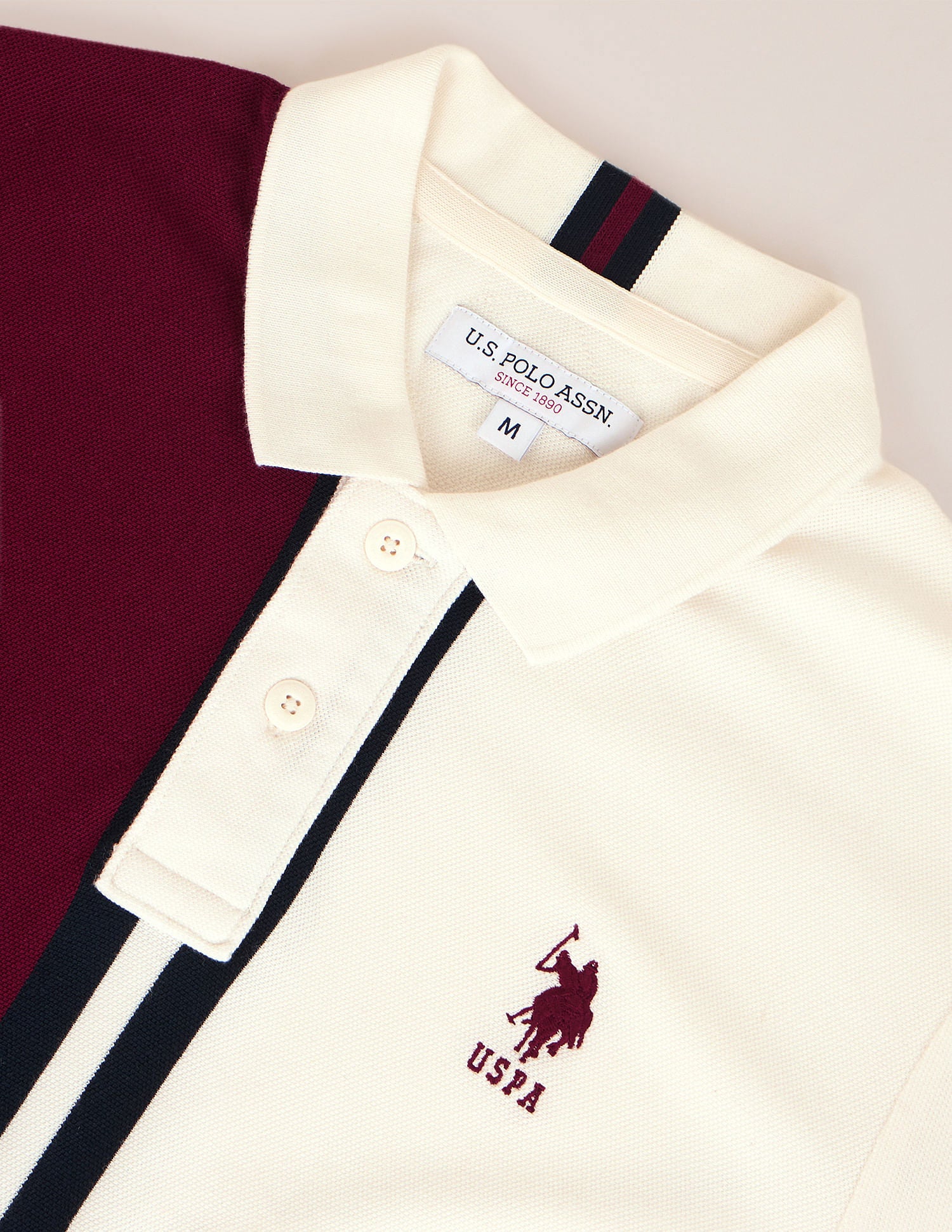 Slim Fit Colour Block Polo Shirt Maroon - U.S. Polo Assn. India | Large