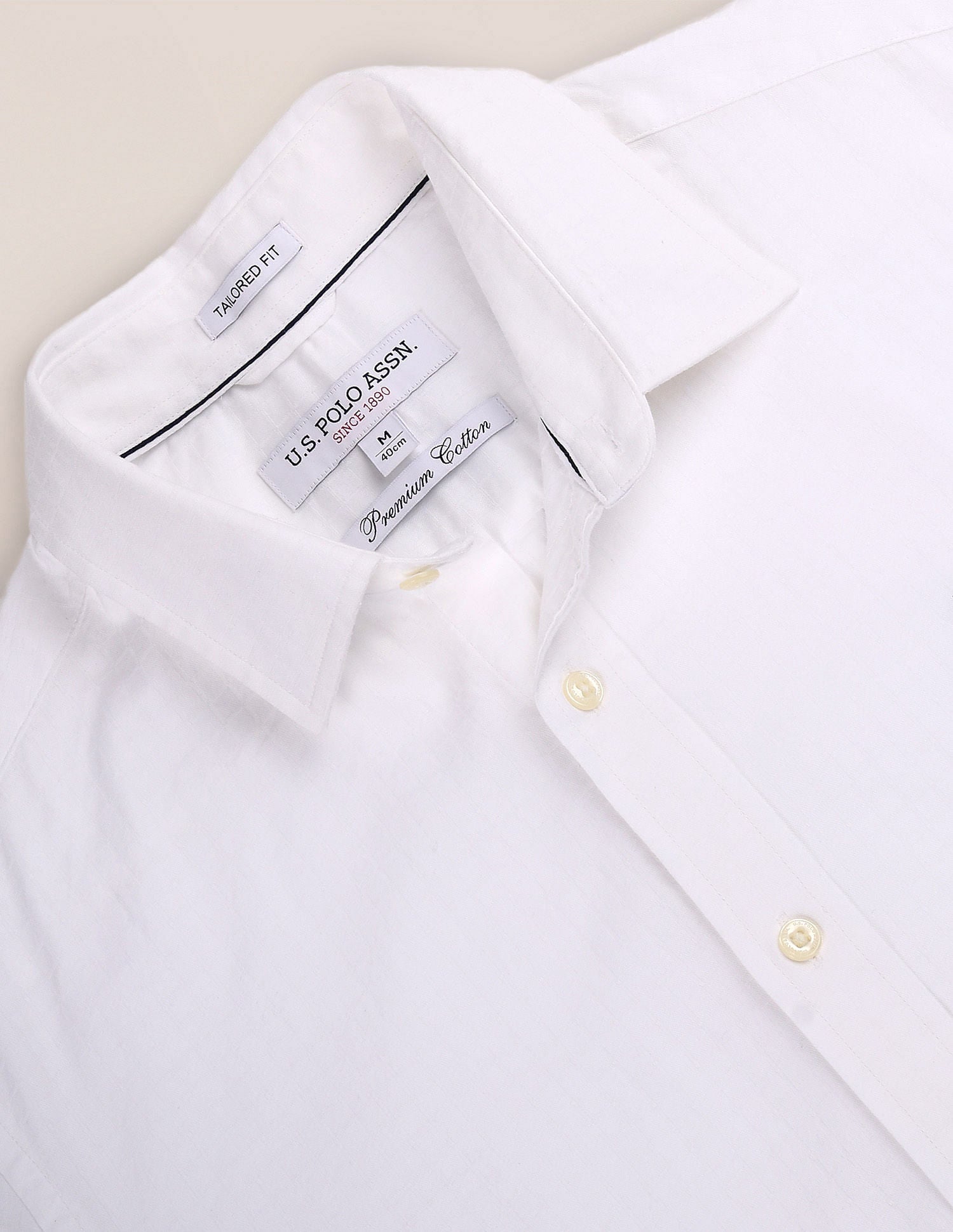 Semi Cutaway Collar Cotton Shirt White - U.S. POLO ASSN. | Large