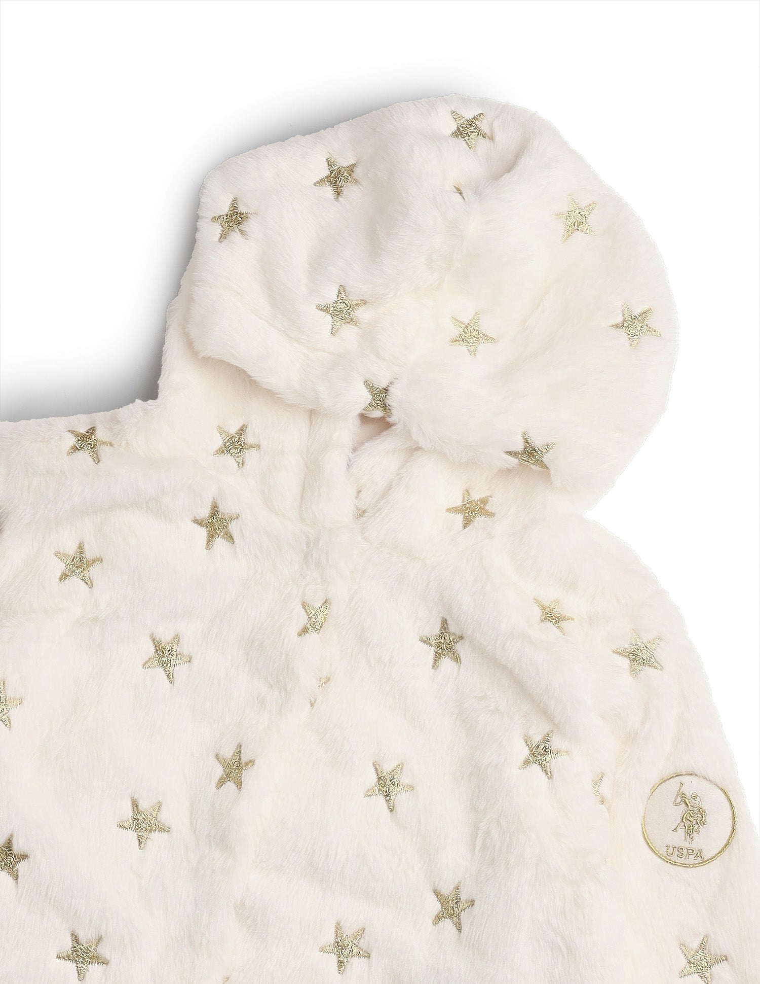 Girls Longline Fur Jacket Off White - U.S. POLO ASSN. | Large