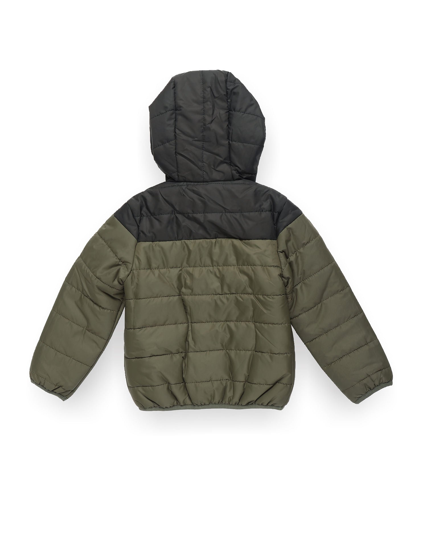 Boys Colour Block Hooded Puffer Jacket Olive - U.S. POLO ASSN. | Large