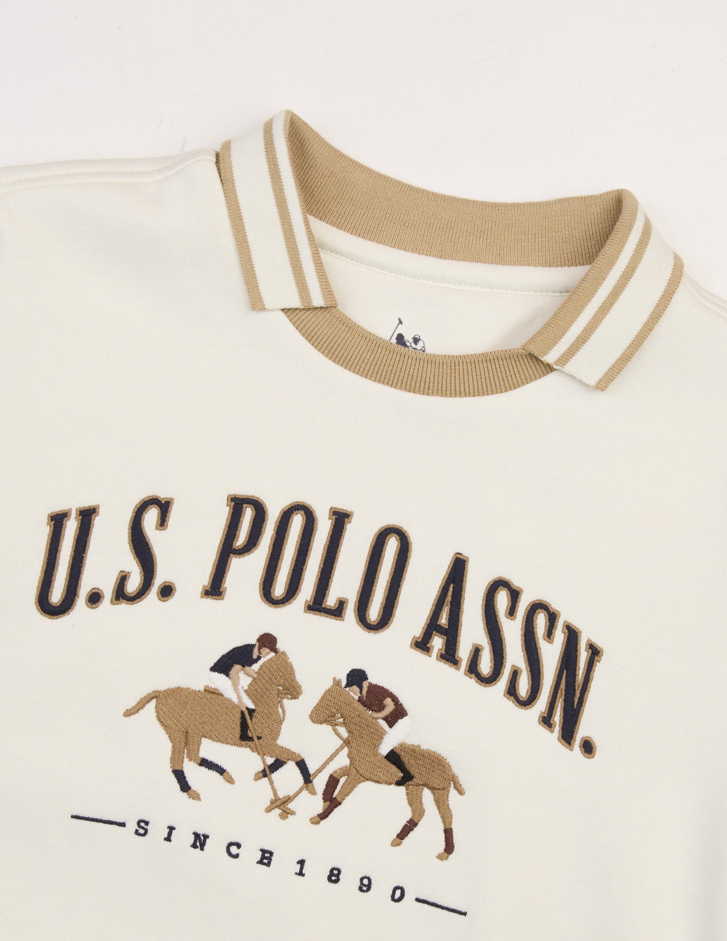 Brand Applique Regular Fit Sweatshirt Off White - U.S. Polo Assn. India | Large