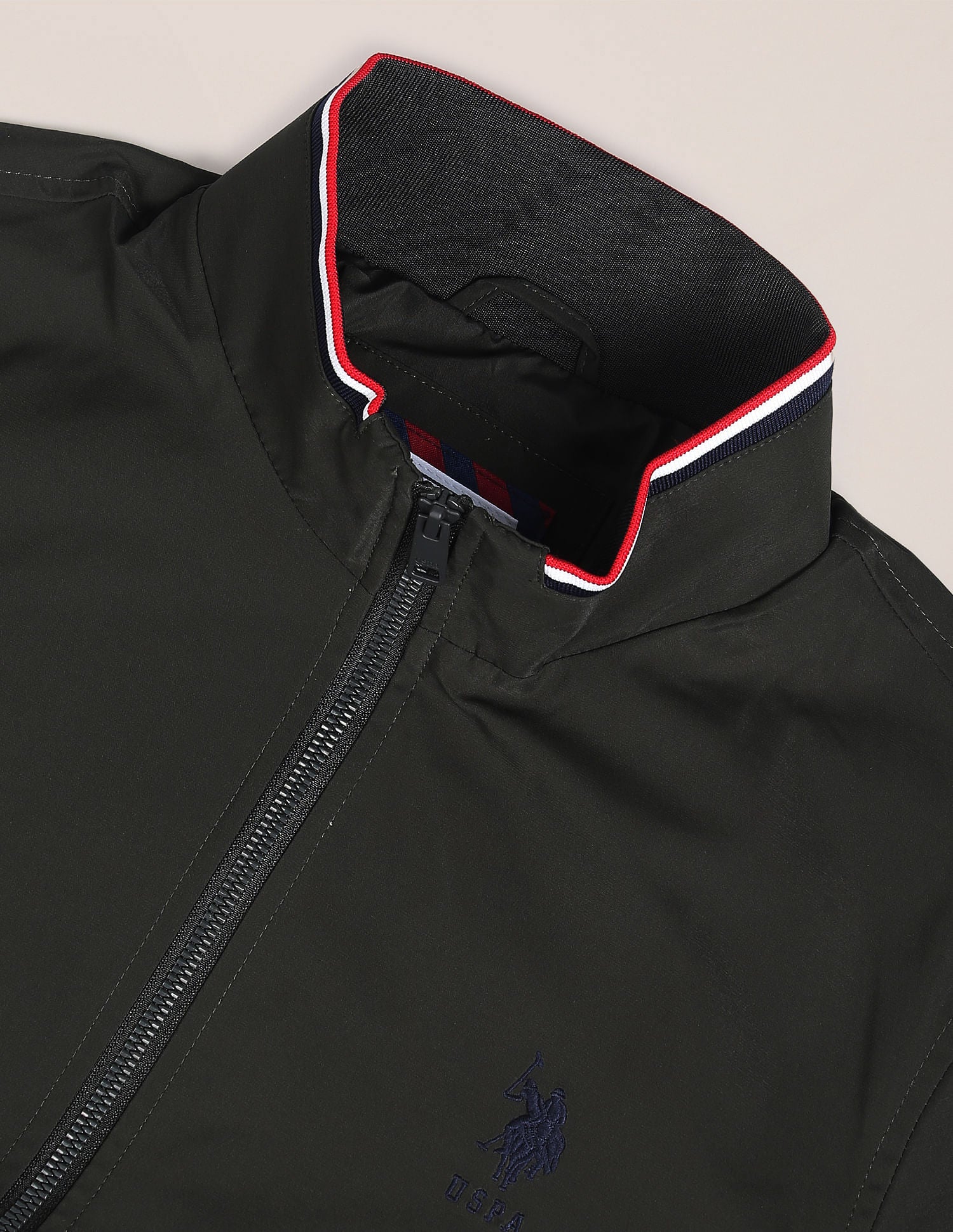 Solid High Neck Jacket Olive - U.S. POLO ASSN. | Large