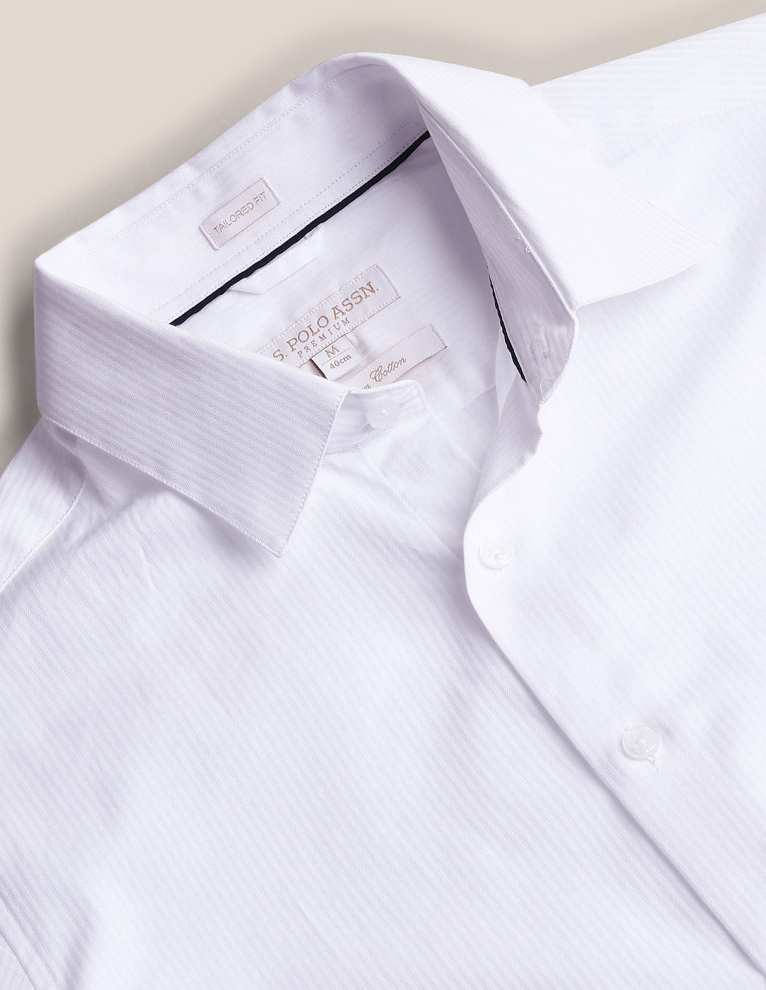 Semi Cutaway Collar Vertical Stripe Shirt White - U.S. Polo Assn. India | Large