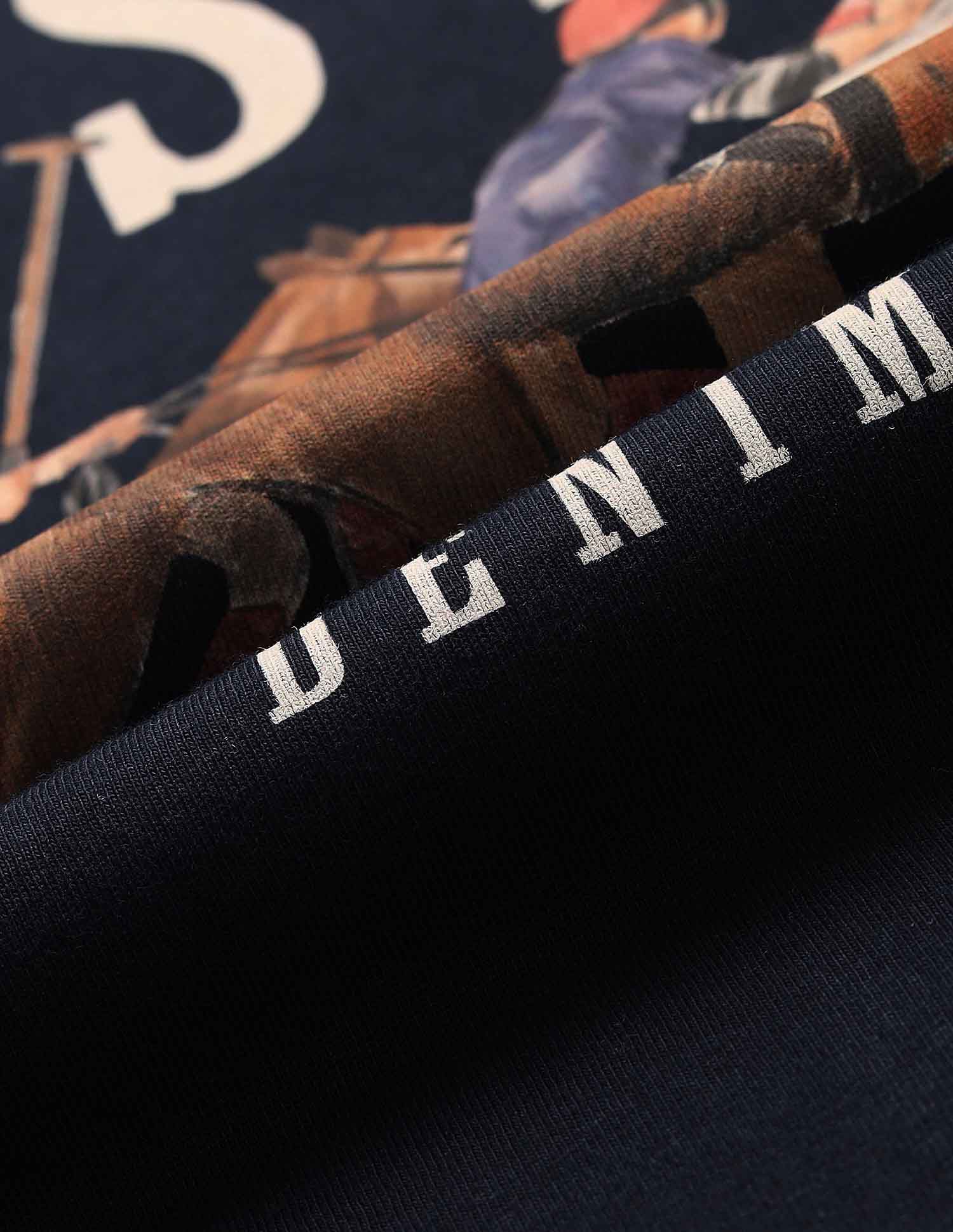 Brand Printed Pure Cotton T-Shirt Navy - U.S. Polo Assn. India | Large