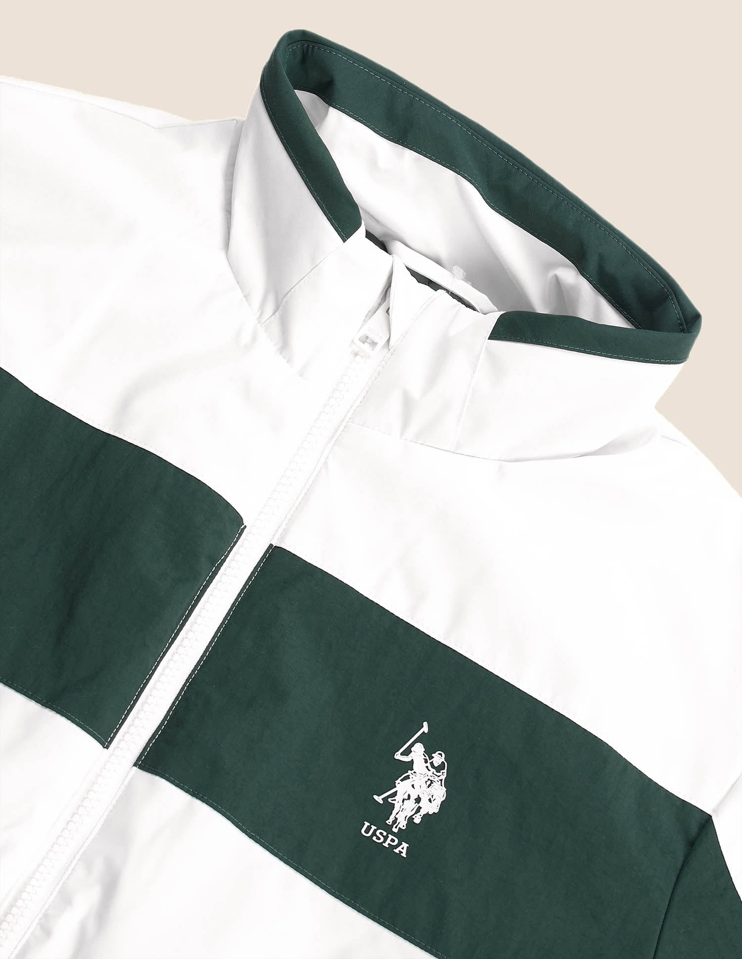 Colourblocked Regular Fit Jacket Ecru - U.S. Polo Assn. India | Large