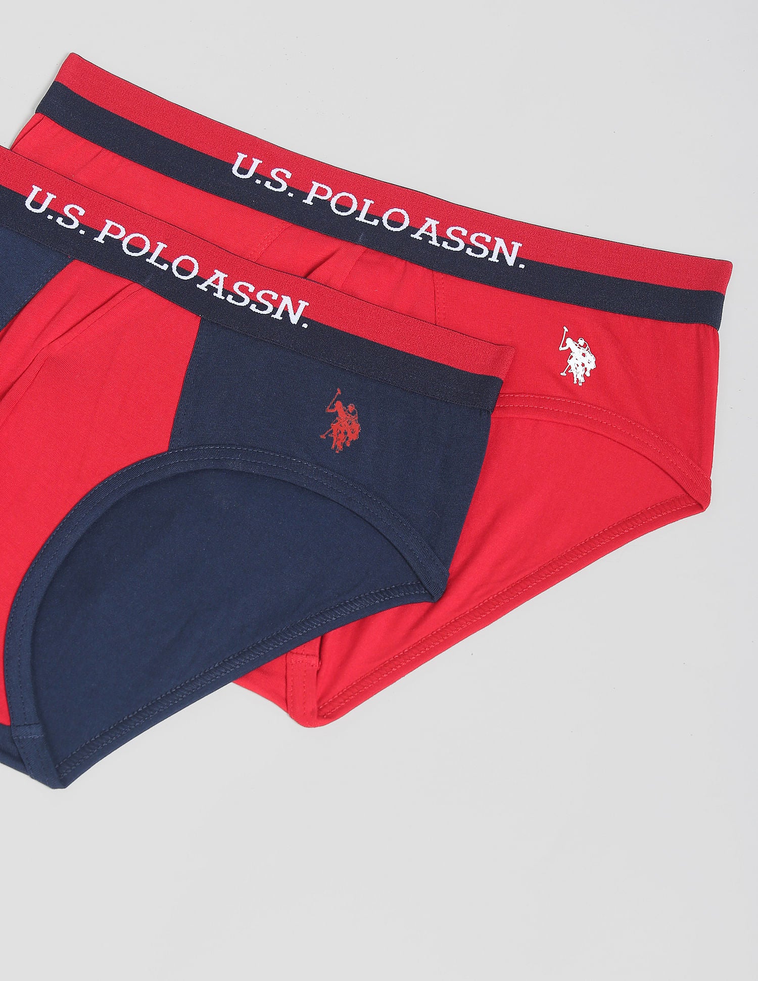 Elasticized Waist EB02 Briefs - Pack Of 2 Red and Navy - U.S. POLO ASSN. | Large