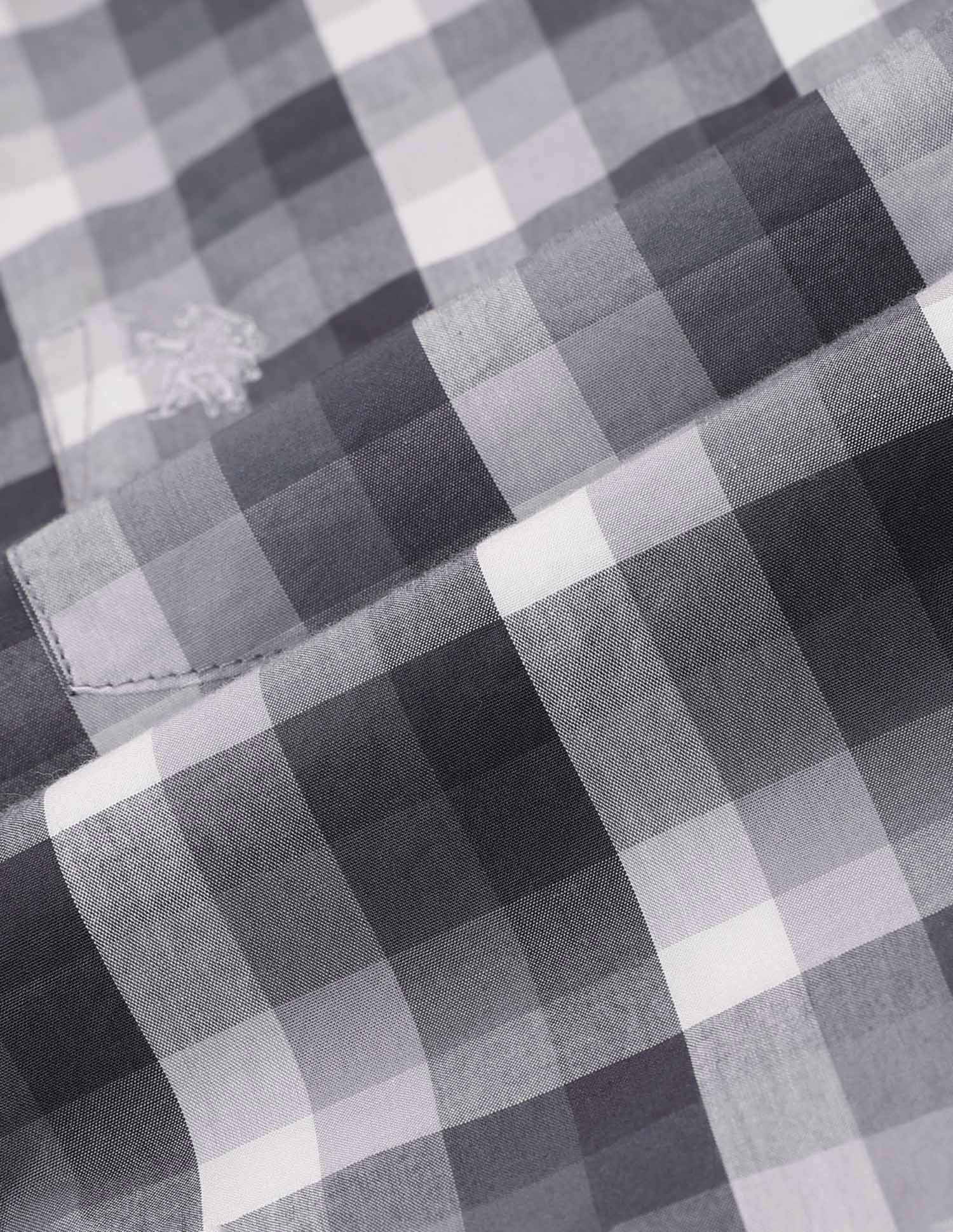 Grid Tattersall Checked Tailored Fit Shirt Light Grey - U.S. POLO ASSN. | Large