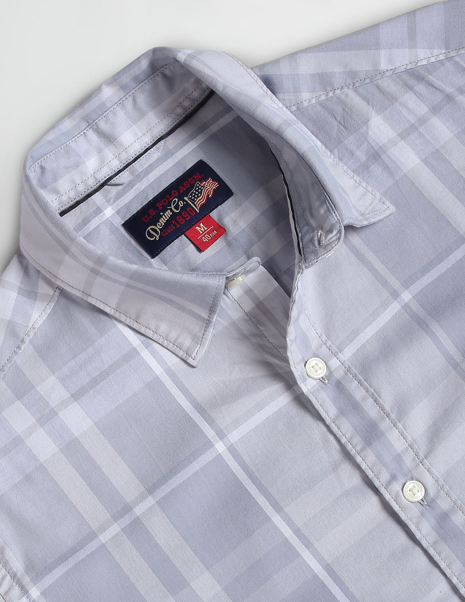 Tartan Check Twill Shirt Grey - U.S. Polo Assn. India | Large
