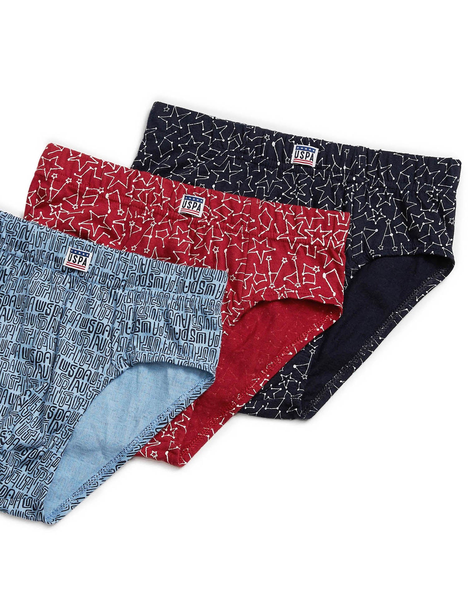 Mid Rise Pure Cotton EKB02 Briefs - Pack Of 3 Red, Blue and Navy - U.S. POLO ASSN. | Large