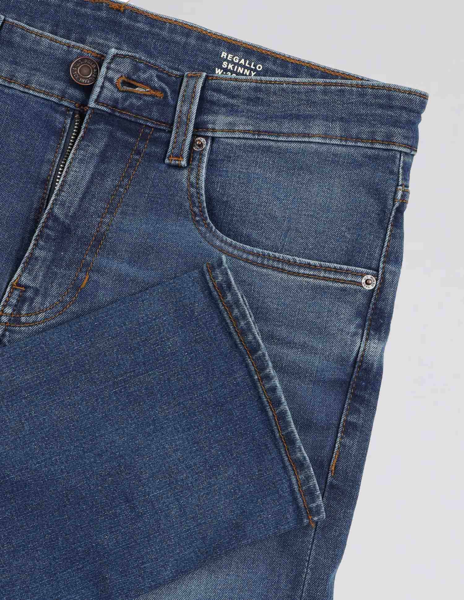 Regallo Skinny Fit Blue Vintage Jeans Medium Wash - U.S. Polo Assn. India | Large